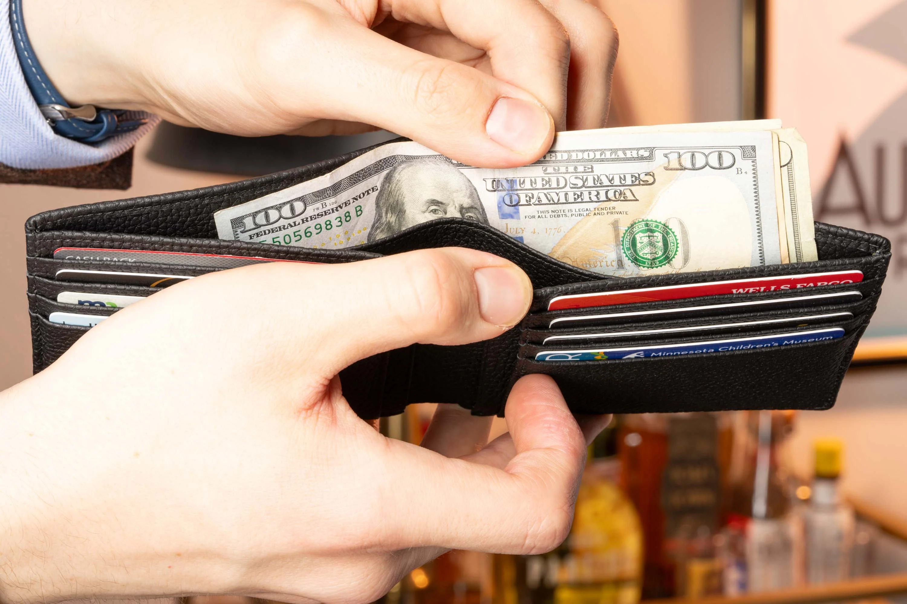 Le Grand 10 Card Black Togo Calf Leather Wallet - Image 15