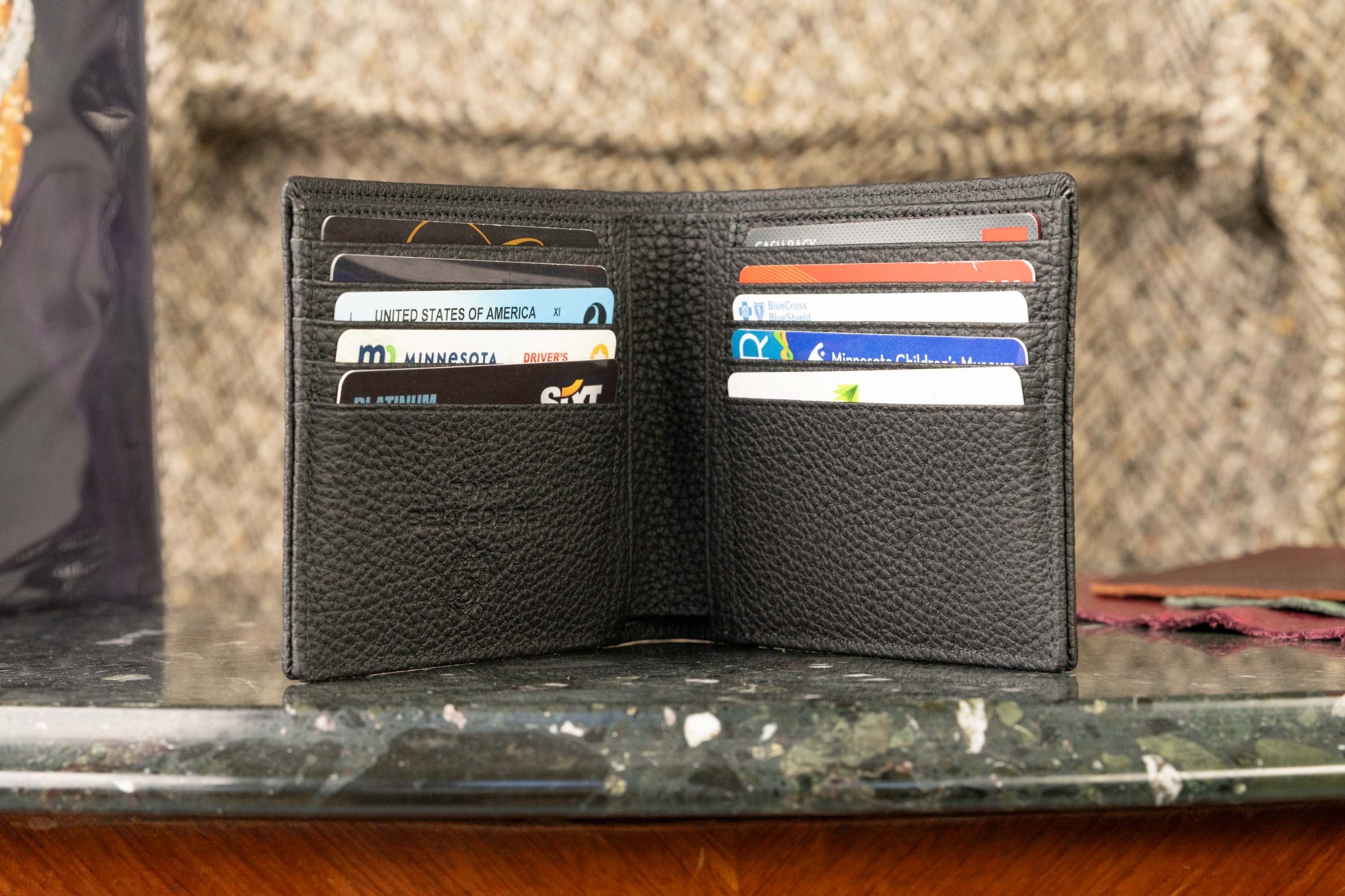 Le Grand 10 Card Black Togo Calf Leather Wallet - Image 6