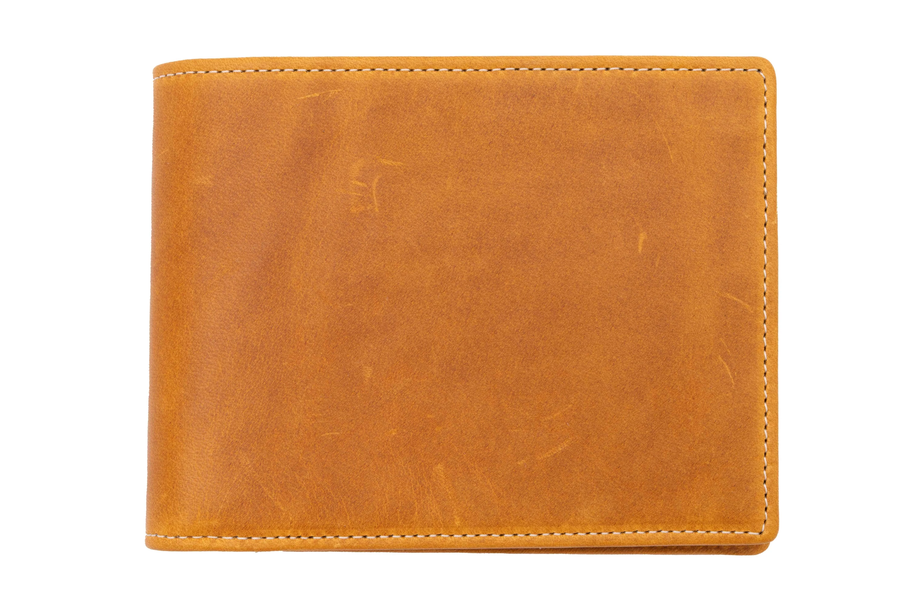 Le Grand 10 Card Vintage Gold Full-Grain Leather Wallet - Image 9