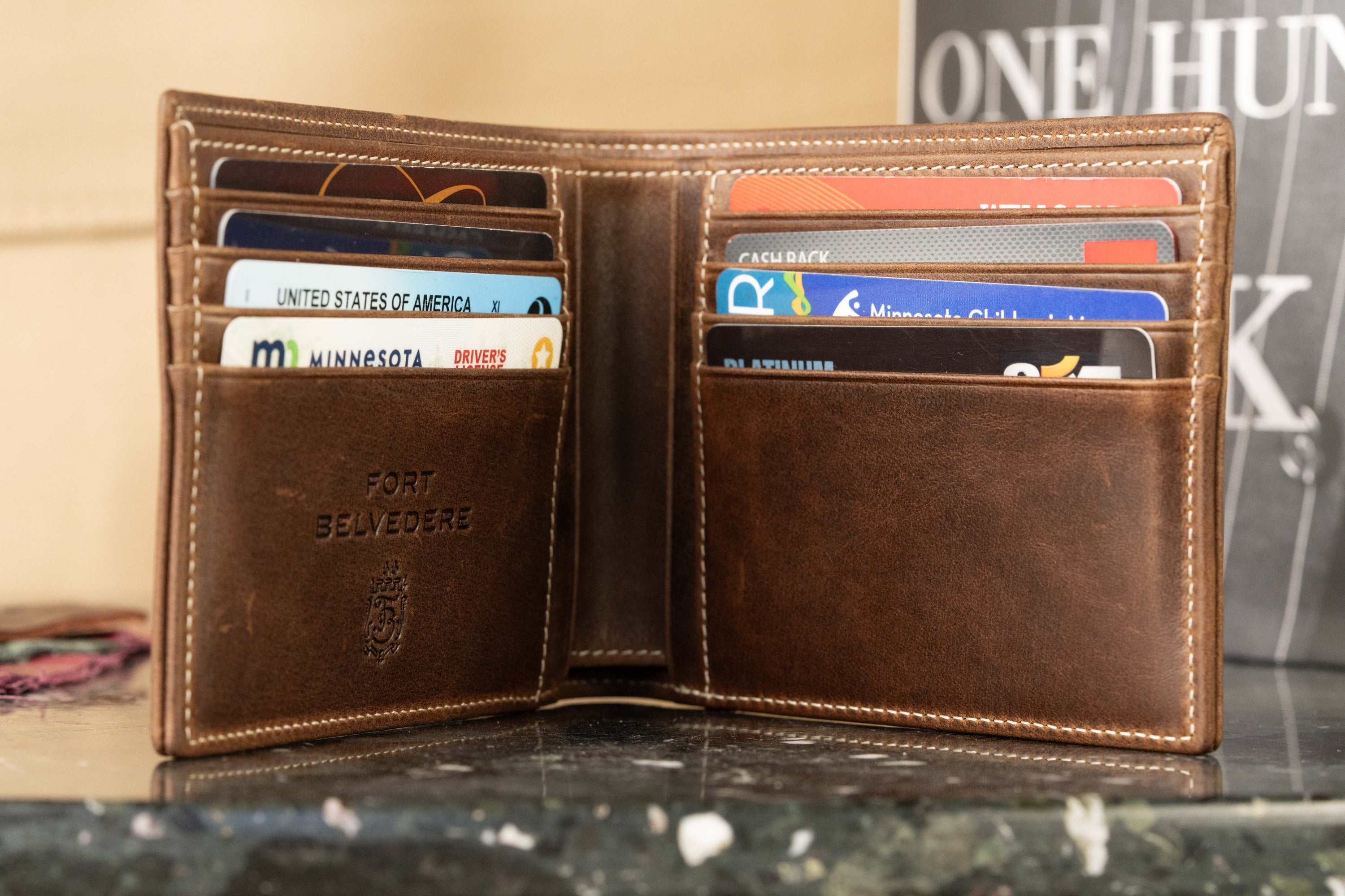 Le Grand 10 Card Antique Mahogany Leather Wallet - Image 13