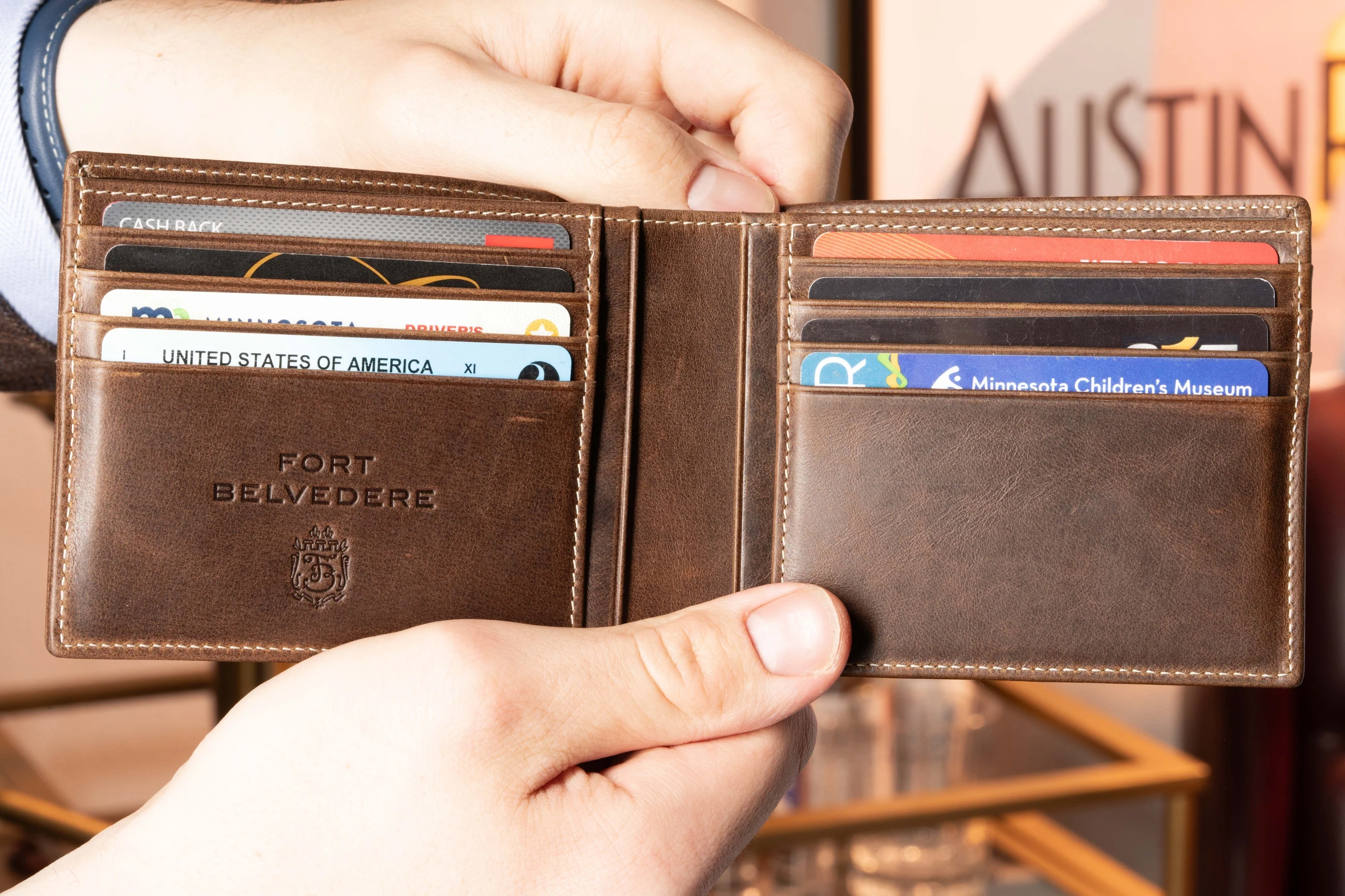 Le Grand 10 Card Antique Mahogany Leather Wallet - Image 14