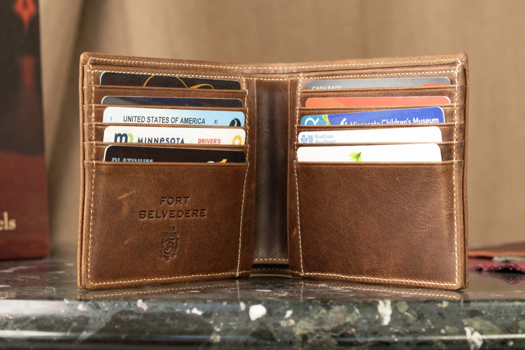 Le Grand 10 Card Antique Mahogany Leather Wallet - Image 7