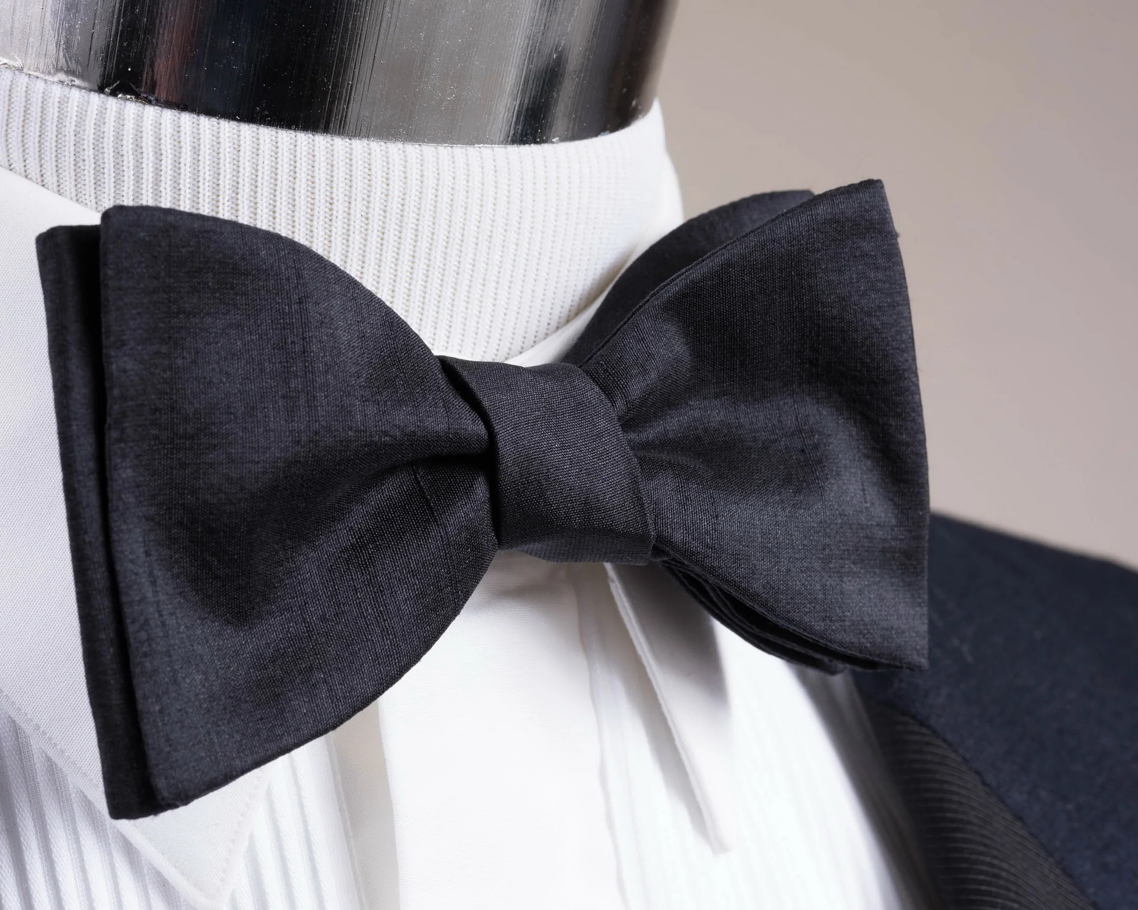 Black Butterfly Silk Shantung Bow Tie - Image 3
