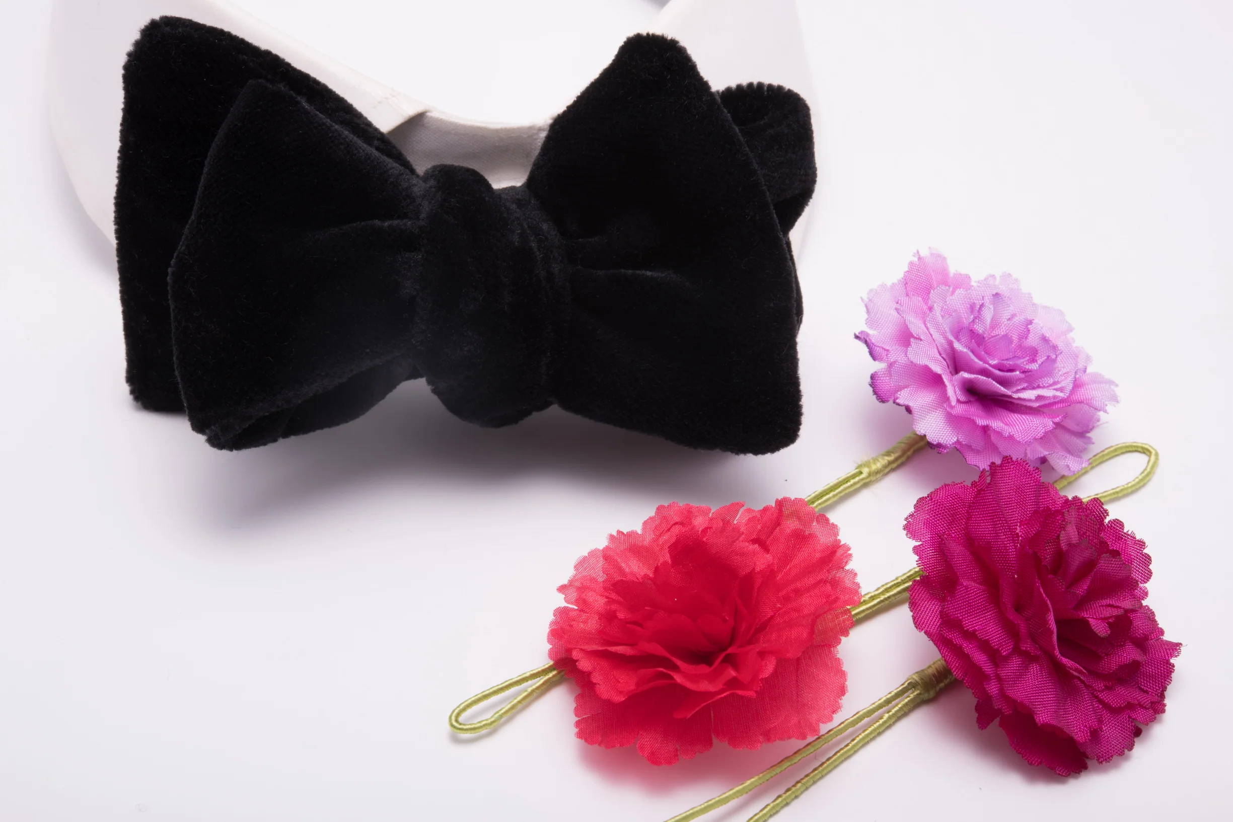 Black Butterfly Cotton Velvet Bow Tie - Image 7