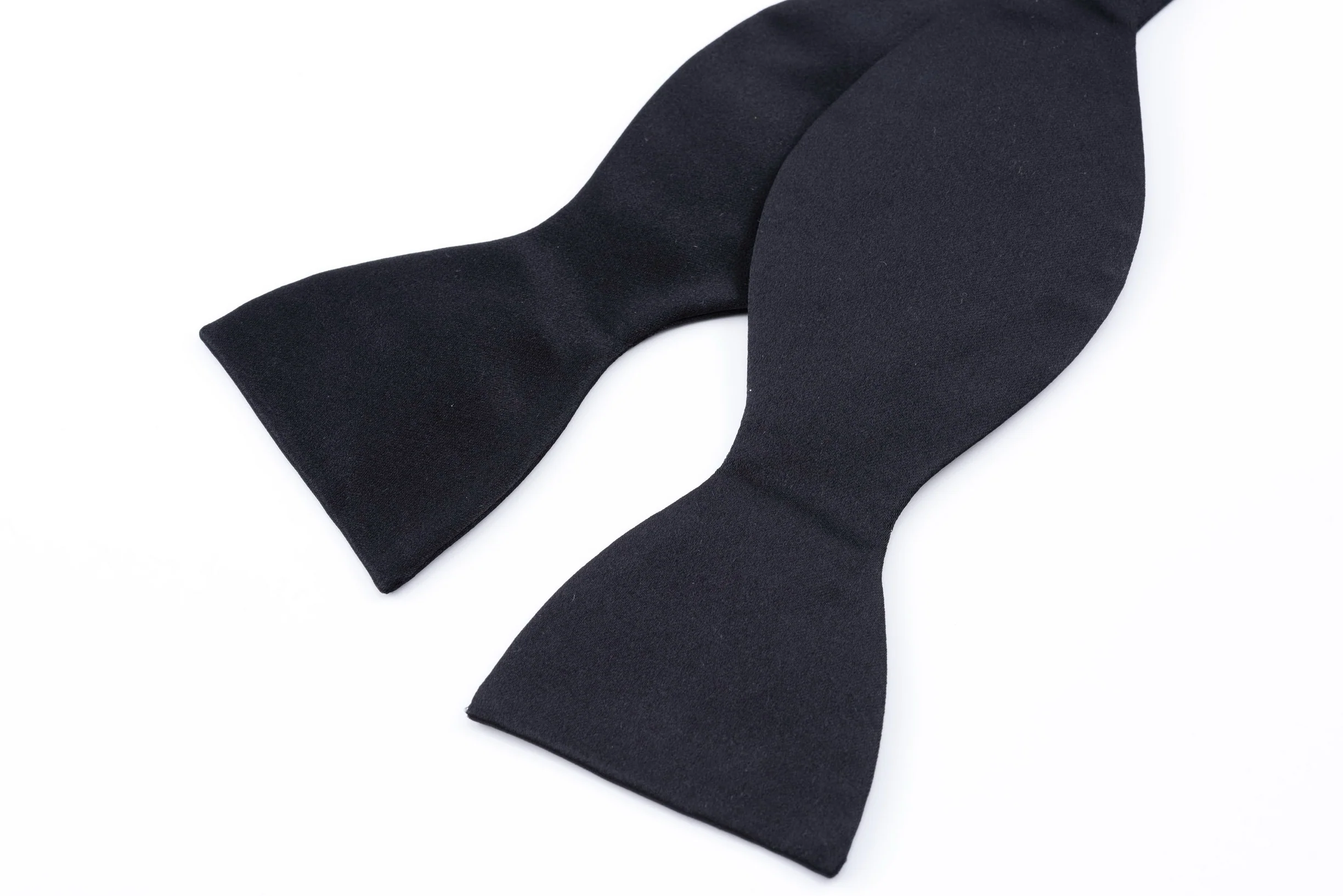 Black Silk Satin Butterfly Self-Tie Bow Tie - Image 11