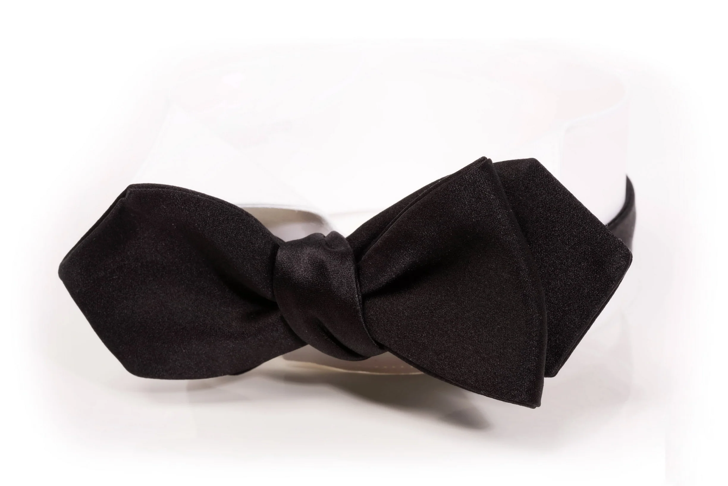 Black Diamond Silk Satin Self-Tie Bow Tie - Image 7