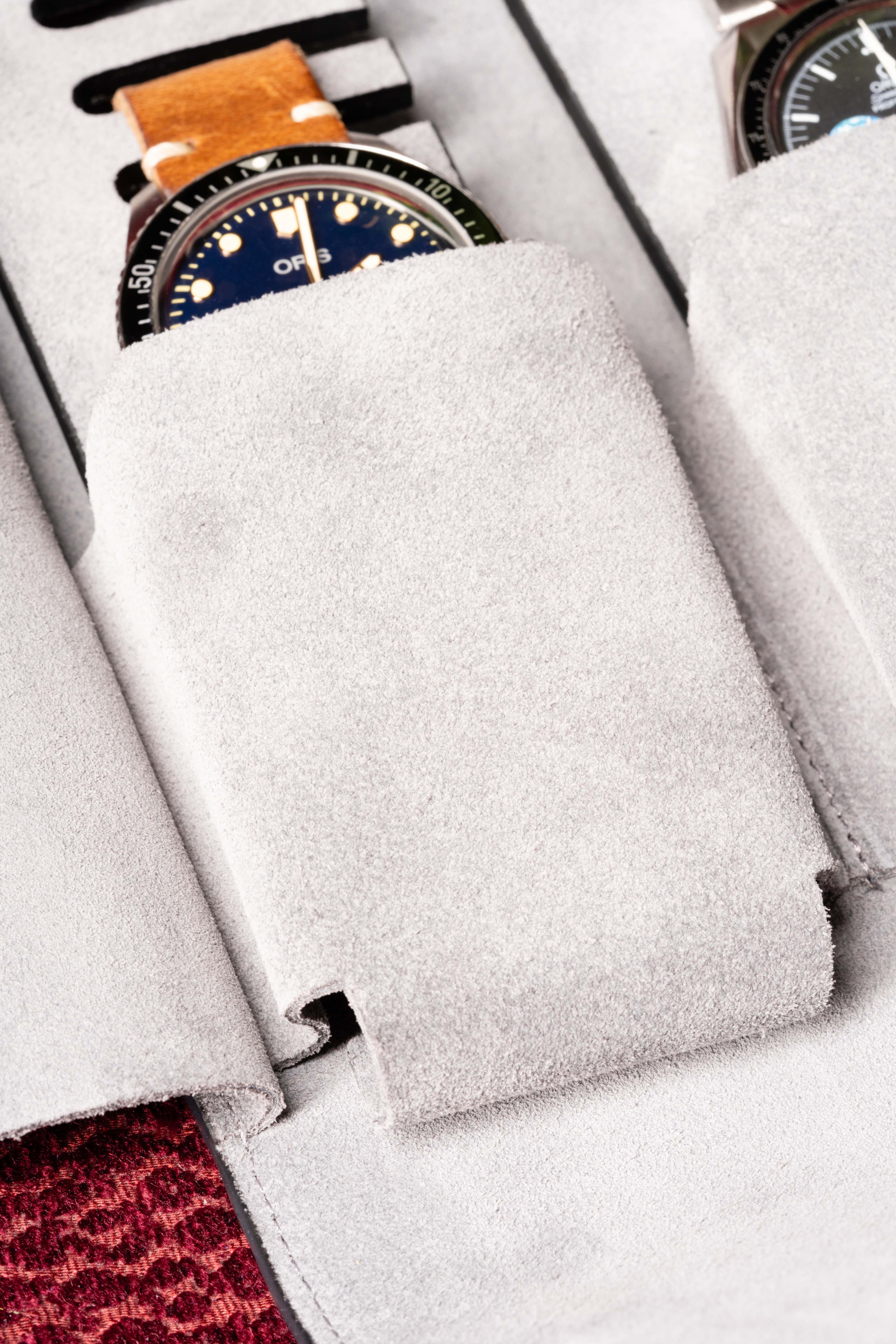 3-Watch Black Togo & Gray Suede Leather Watch Case - Image 15