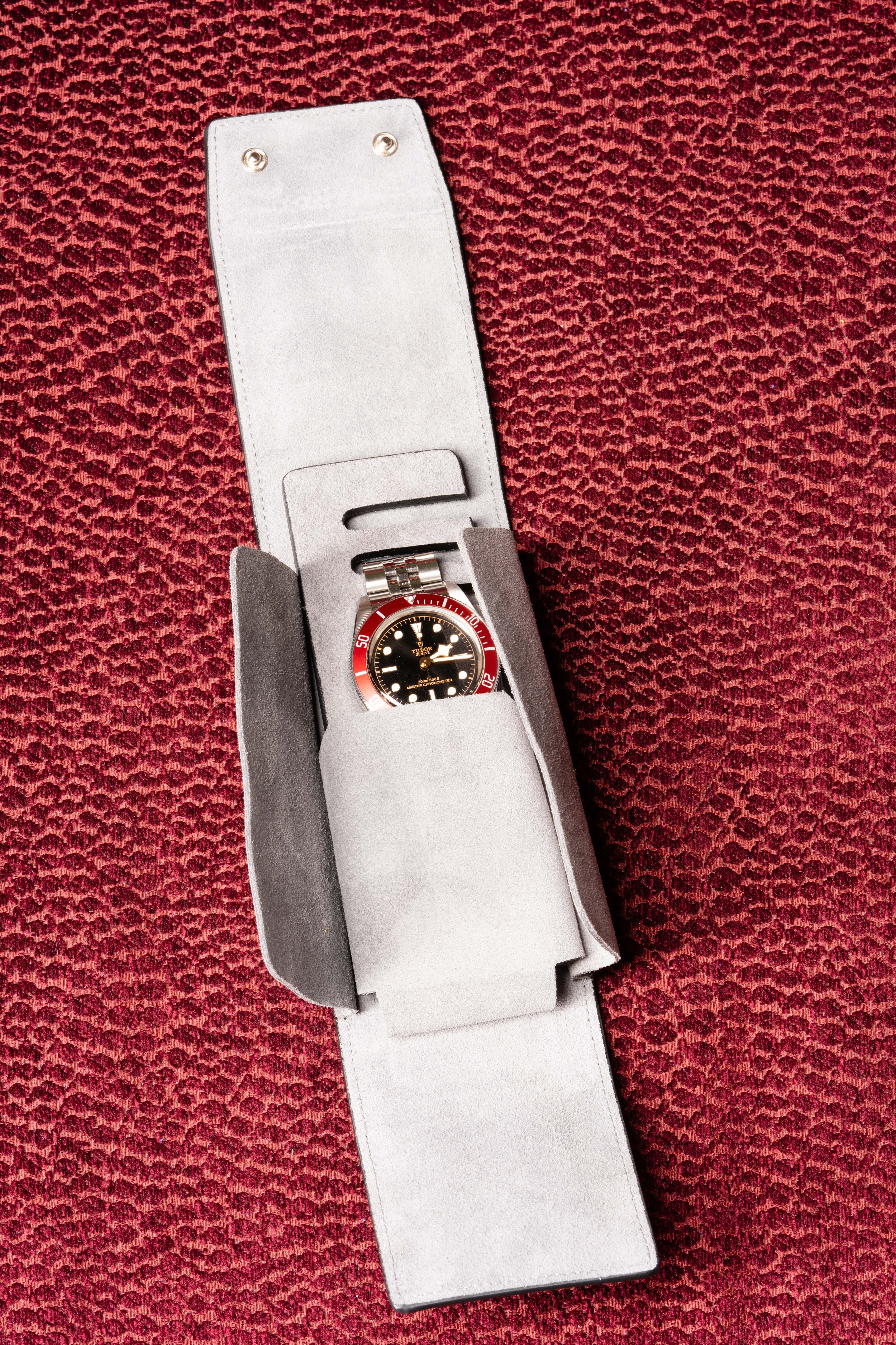 3-Watch Black Togo & Gray Suede Leather Watch Case - Image 5