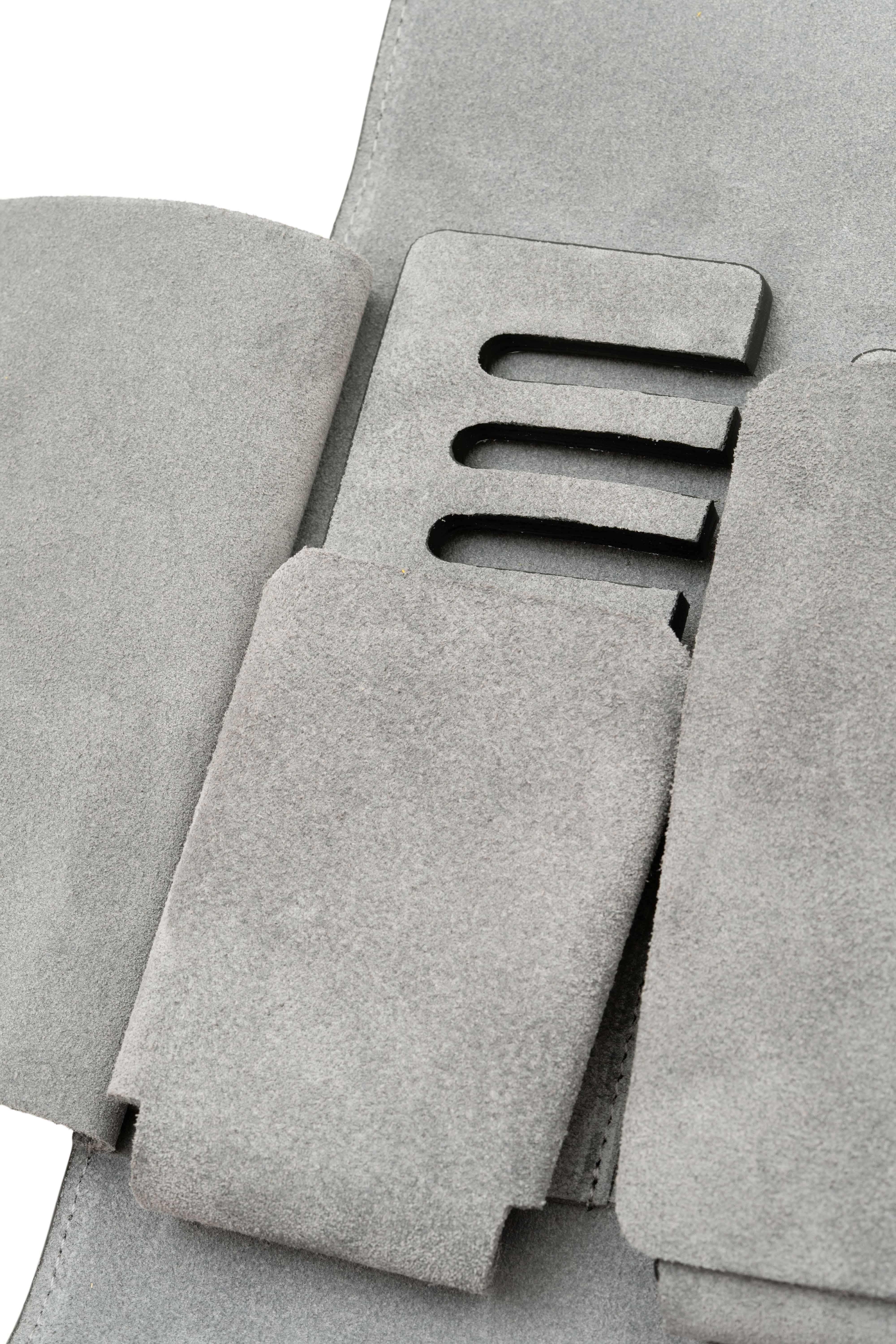 Black Togo & Gray Suede Leather Watch Case - Image 11