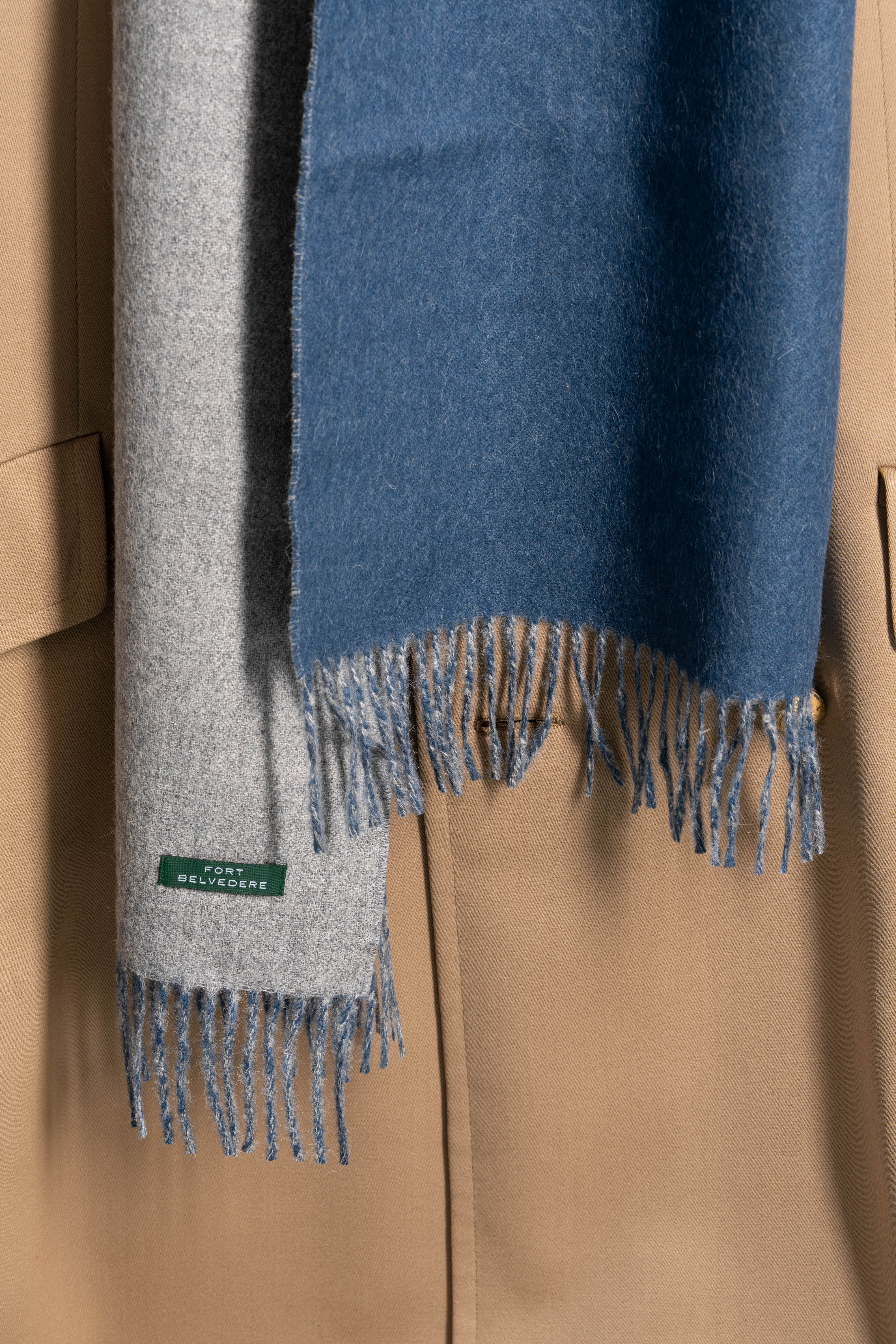 Blue & Gray Double Sided Alpaca Scarf - Image 4