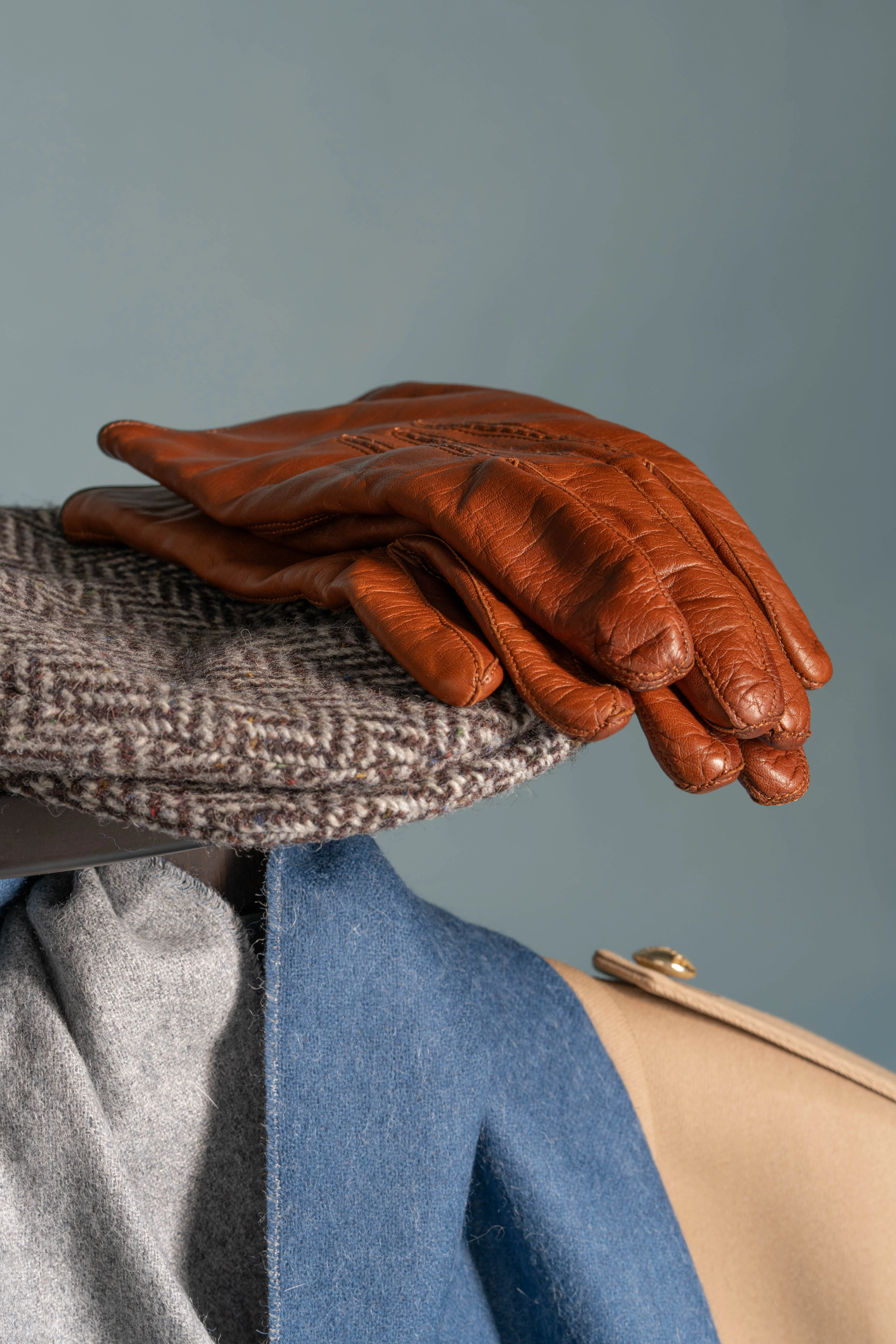 Blue & Gray Double Sided Alpaca Scarf - Image 5