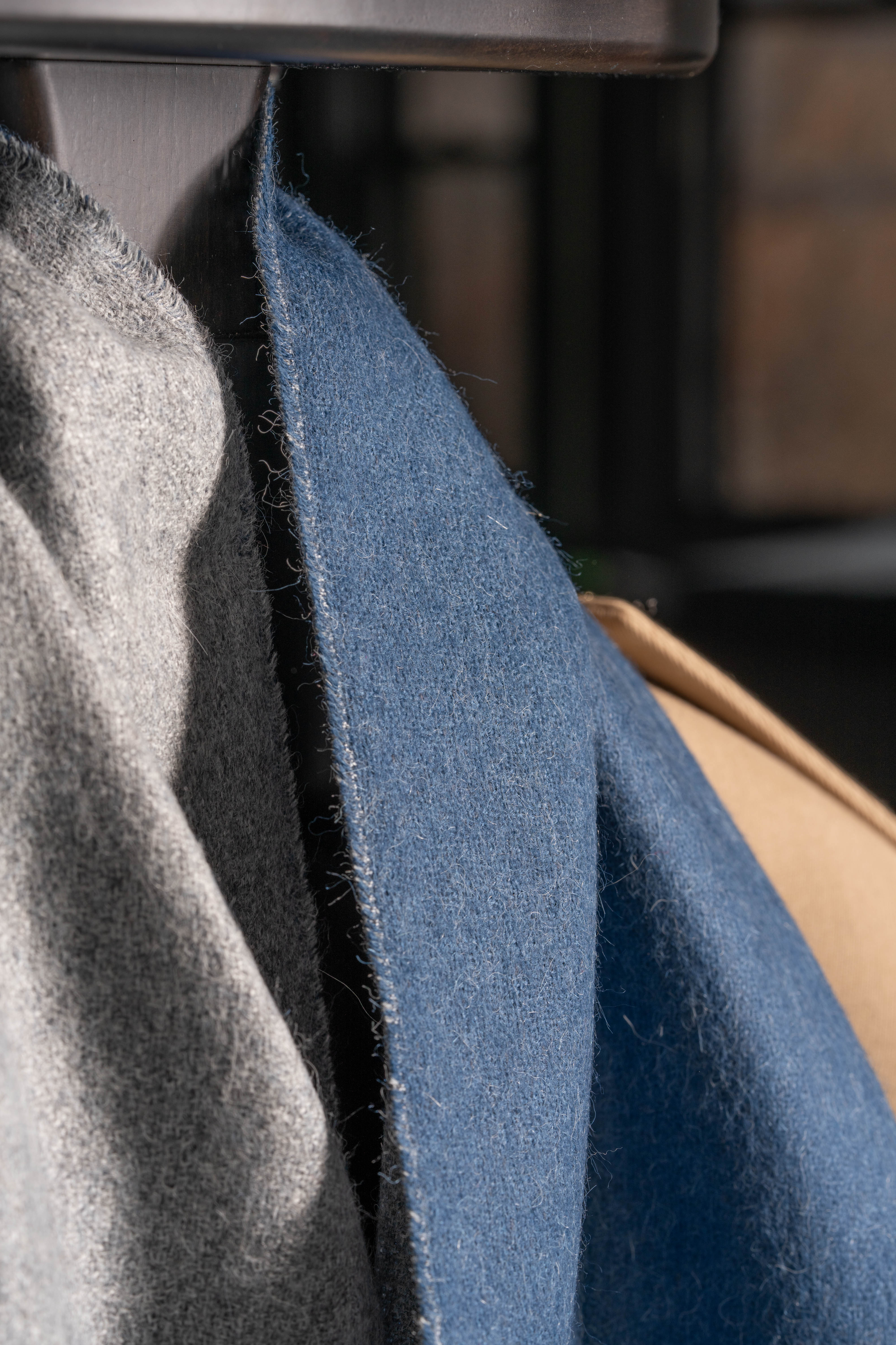 Blue & Gray Double Sided Alpaca Scarf - Image 6