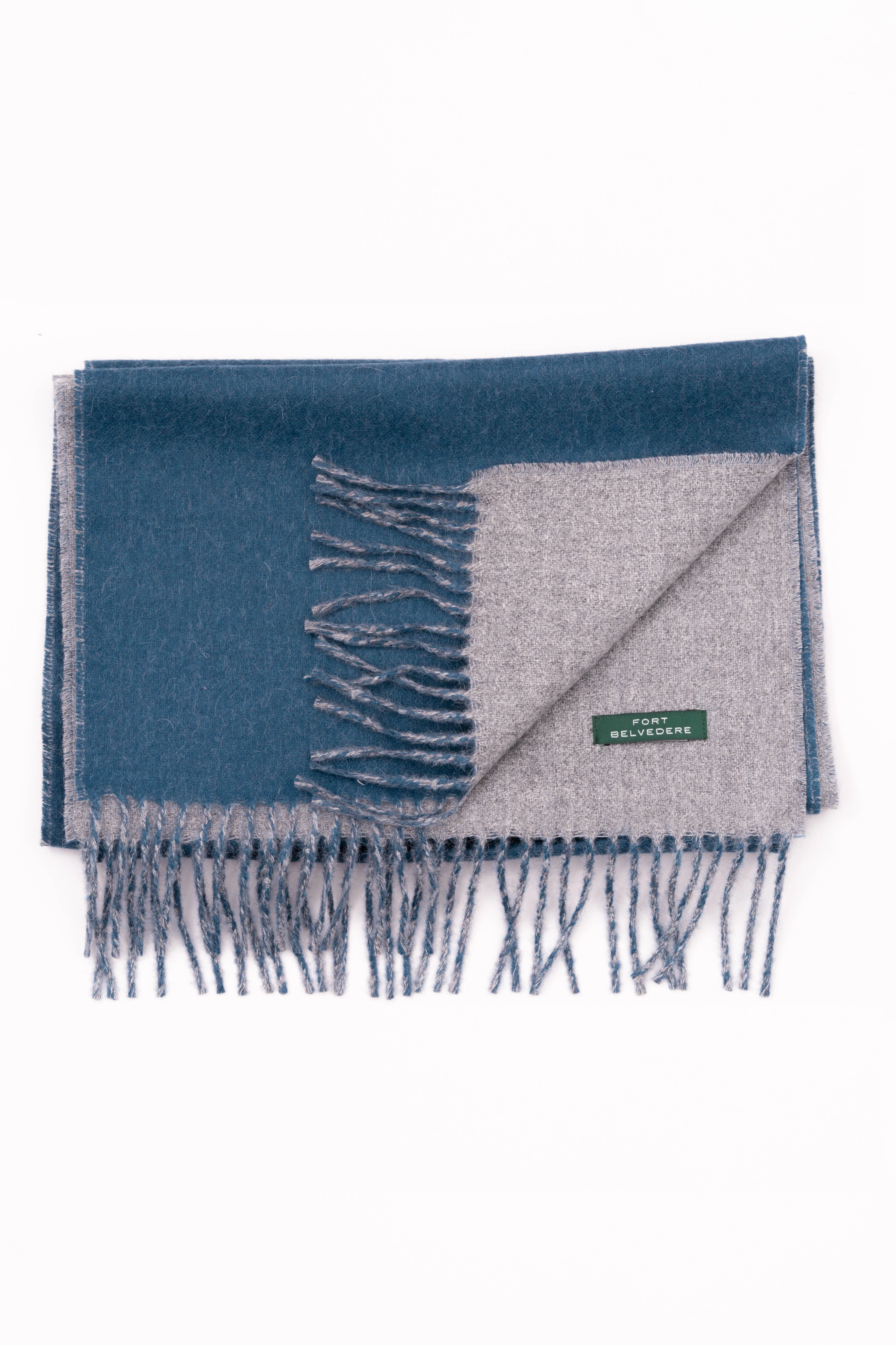 Blue & Gray Double Sided Alpaca Scarf - Image 7