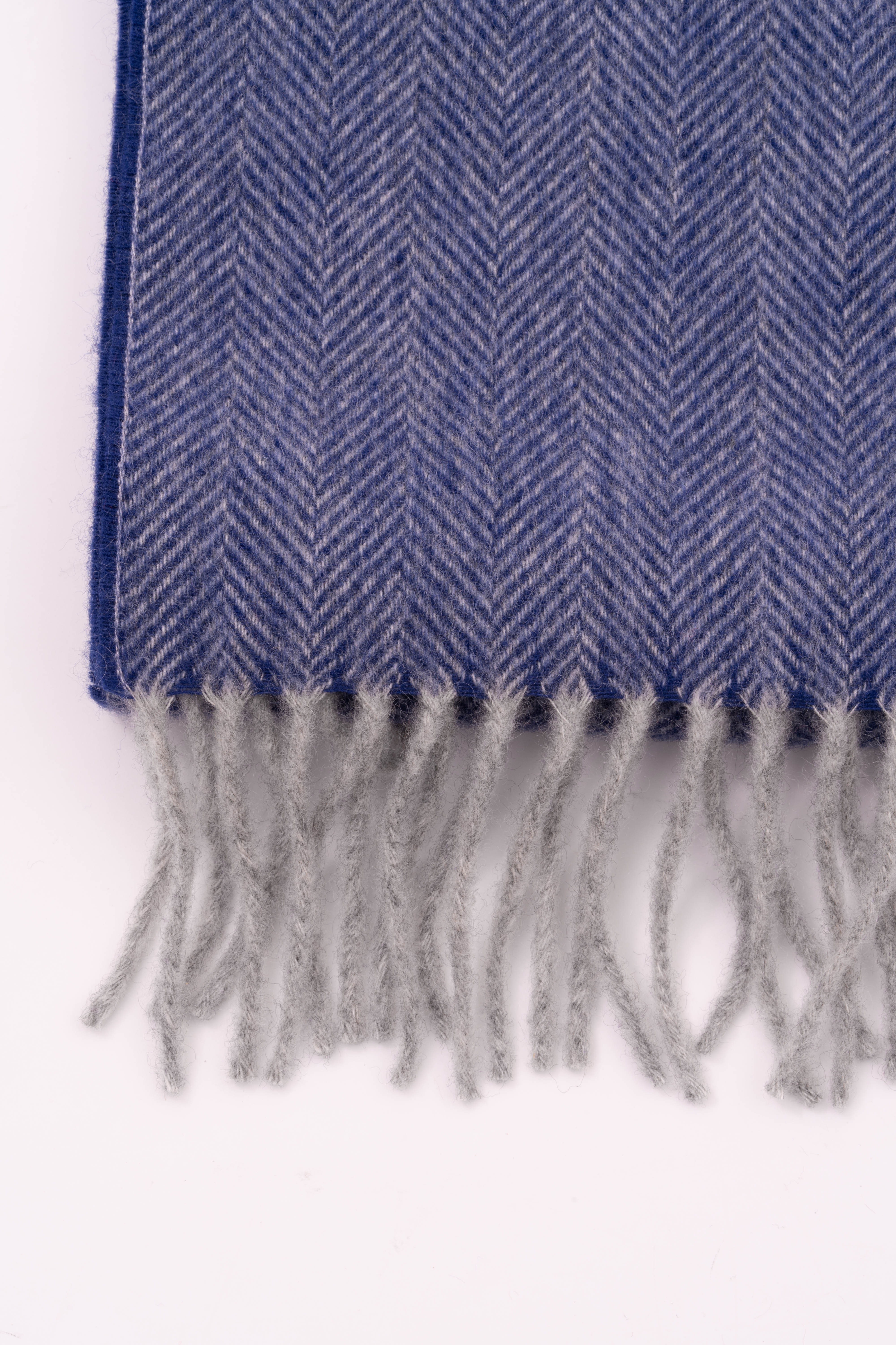 Blue Herringbone Cashmere Scarf - Image 11