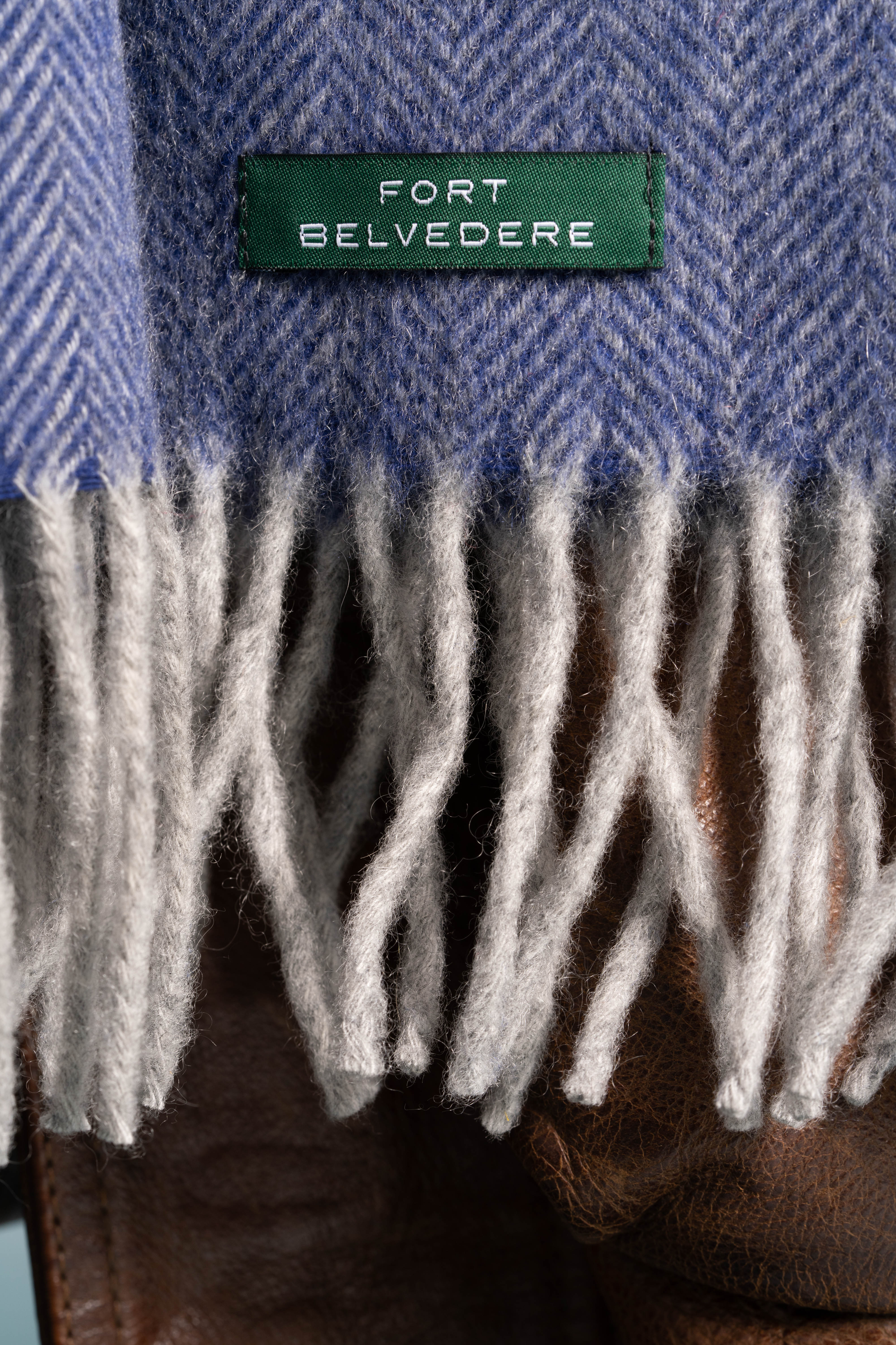 Blue Herringbone Cashmere Scarf - Image 8