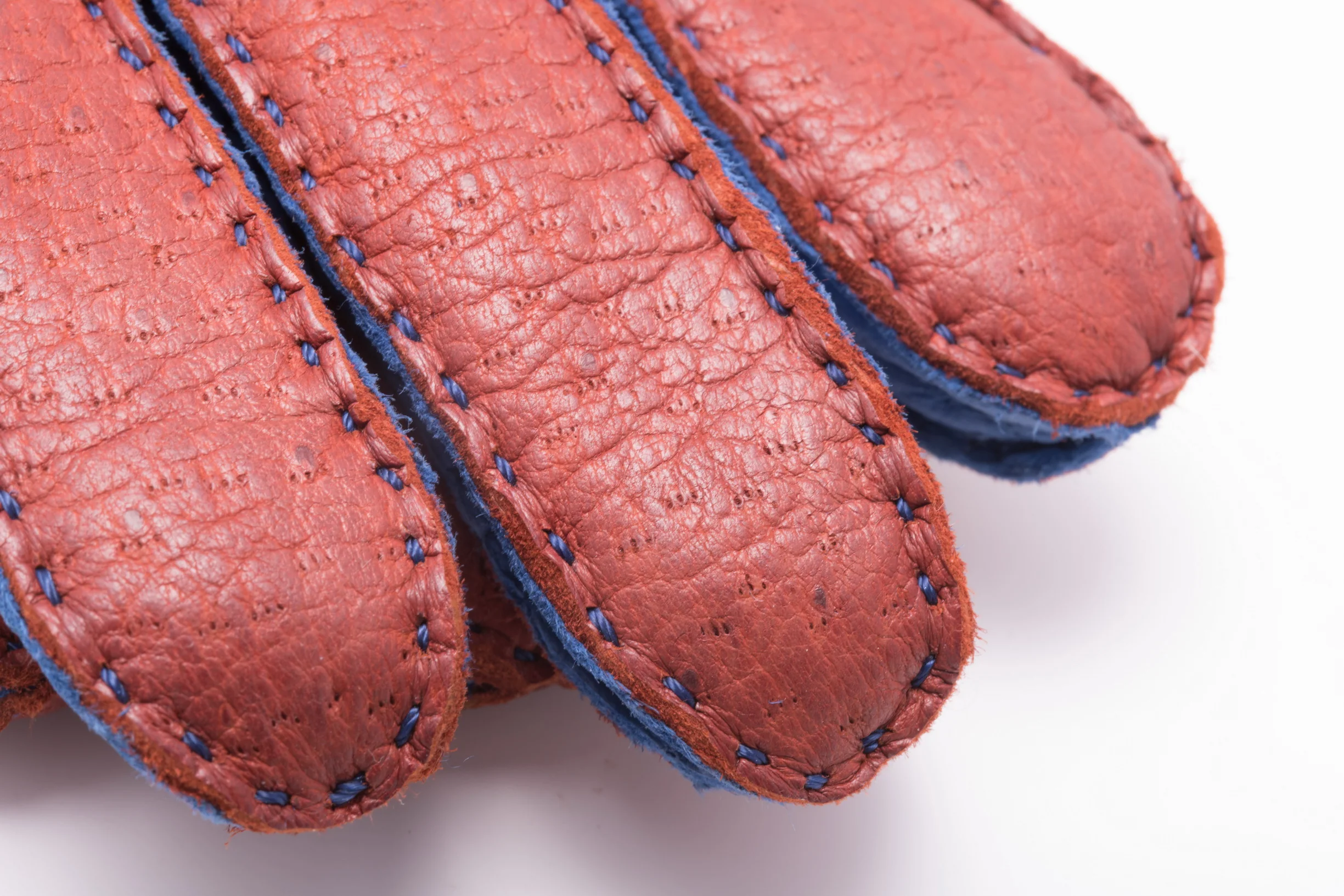 Brown & Blue Cashmere Lined Peccary Gloves - Image 5