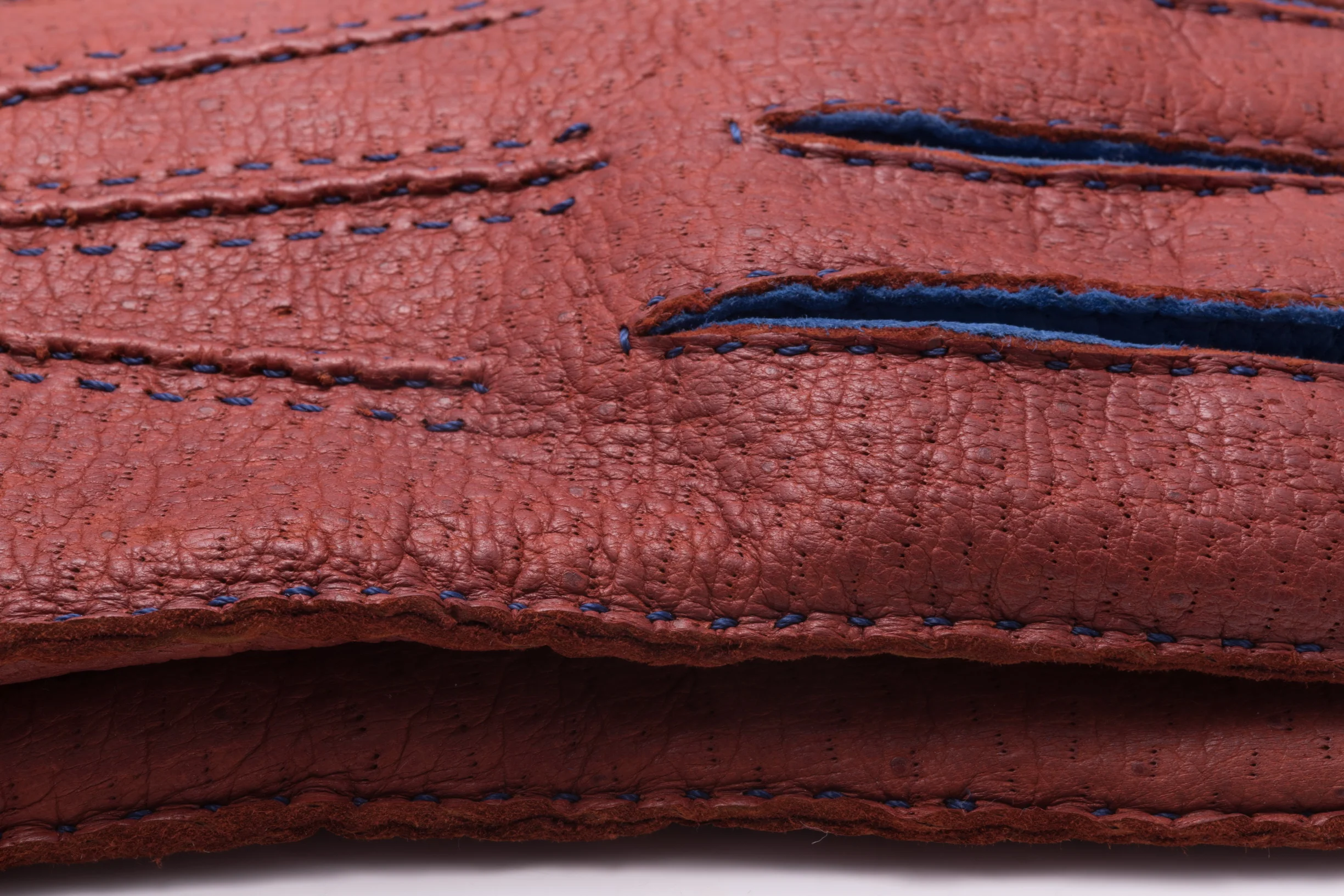 Brown & Blue Cashmere Lined Peccary Gloves - Image 6