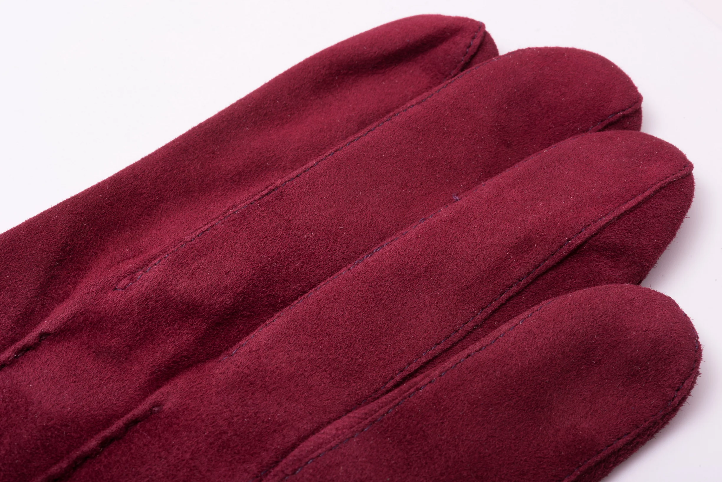 Burgundy Suede Unlined Leather Gloves - Image 3