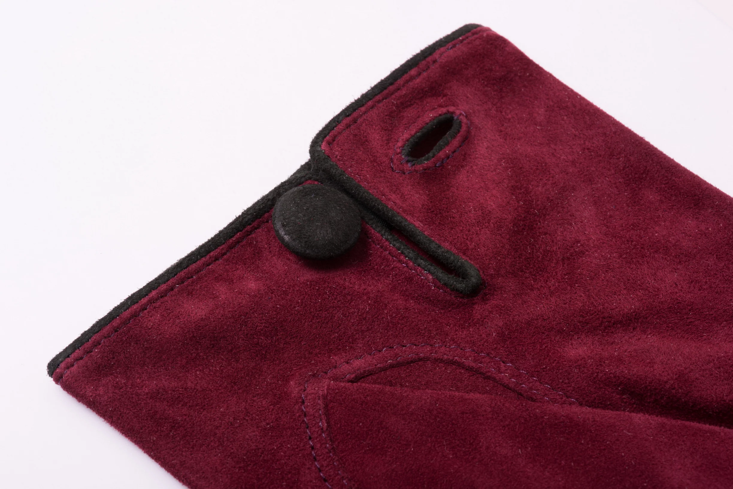 Burgundy Suede Unlined Leather Gloves - Image 4