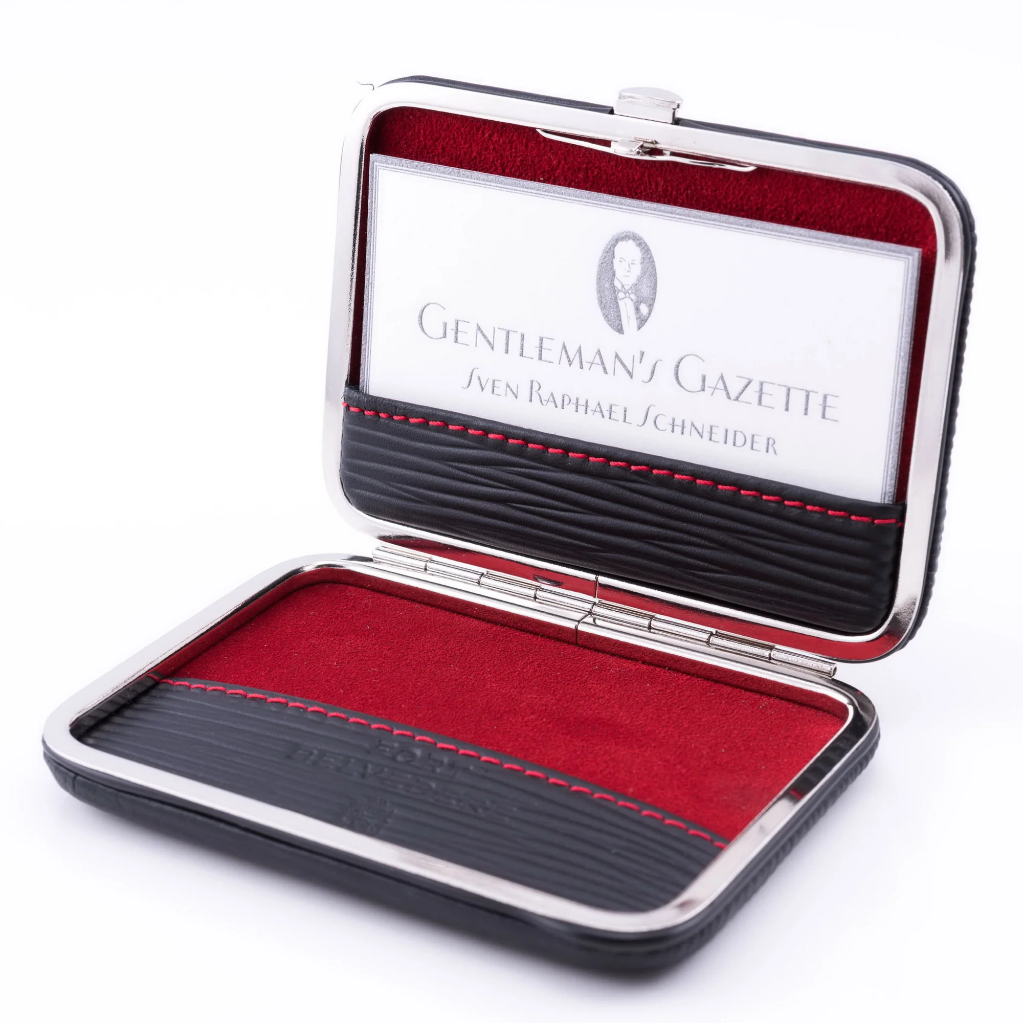 Black & Red Leather Business Card Case - Image 7