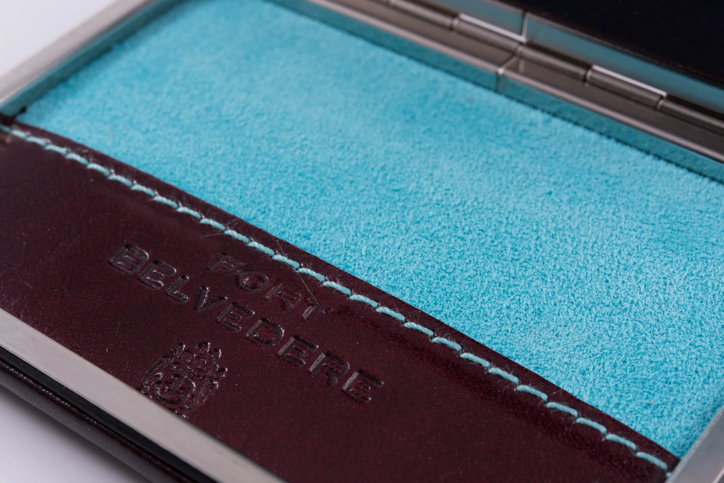 Oxblood & Turquoise Leather Business Card Case - Image 5