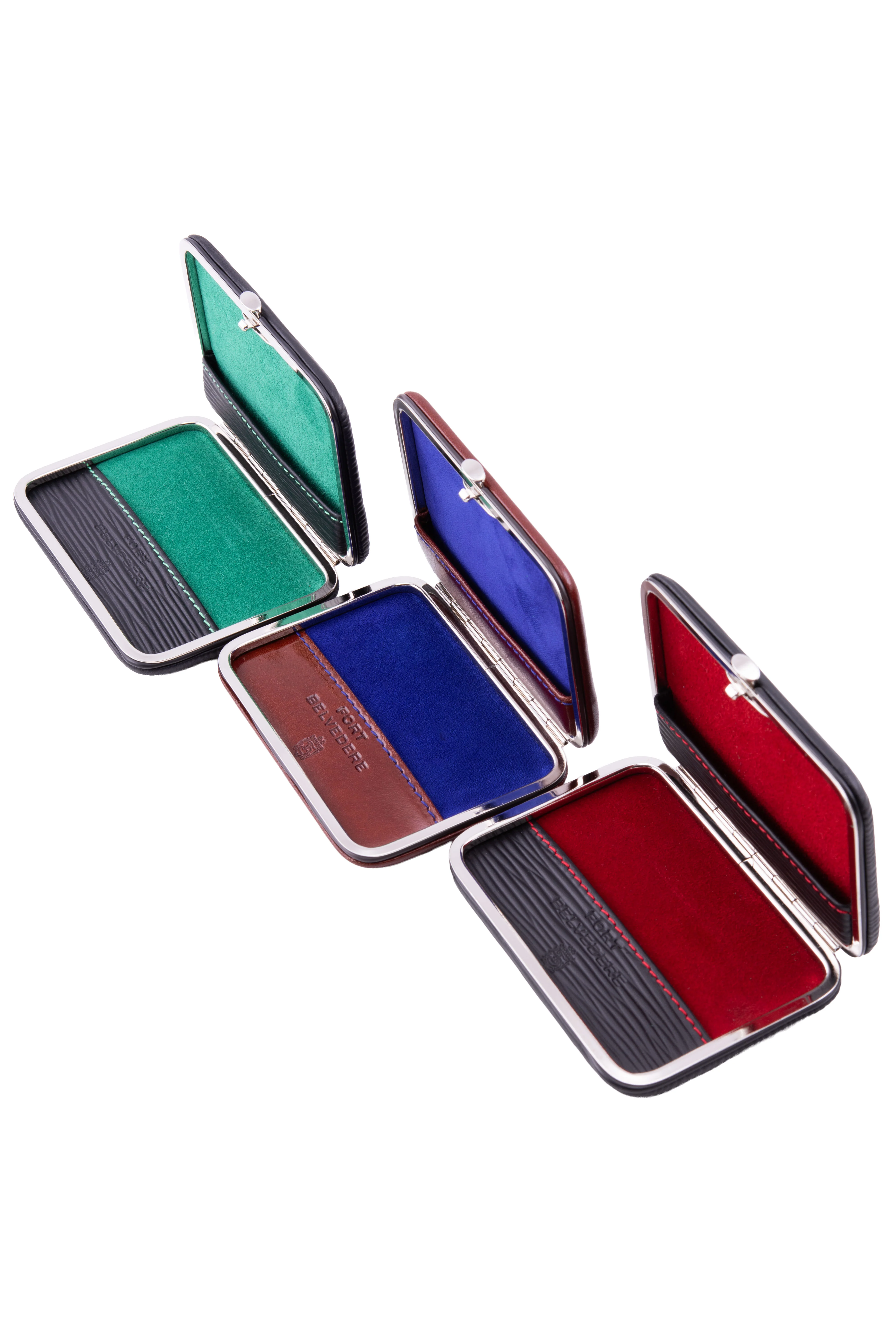 Whisky Brown & Blue Leather Business Card Case - Image 9