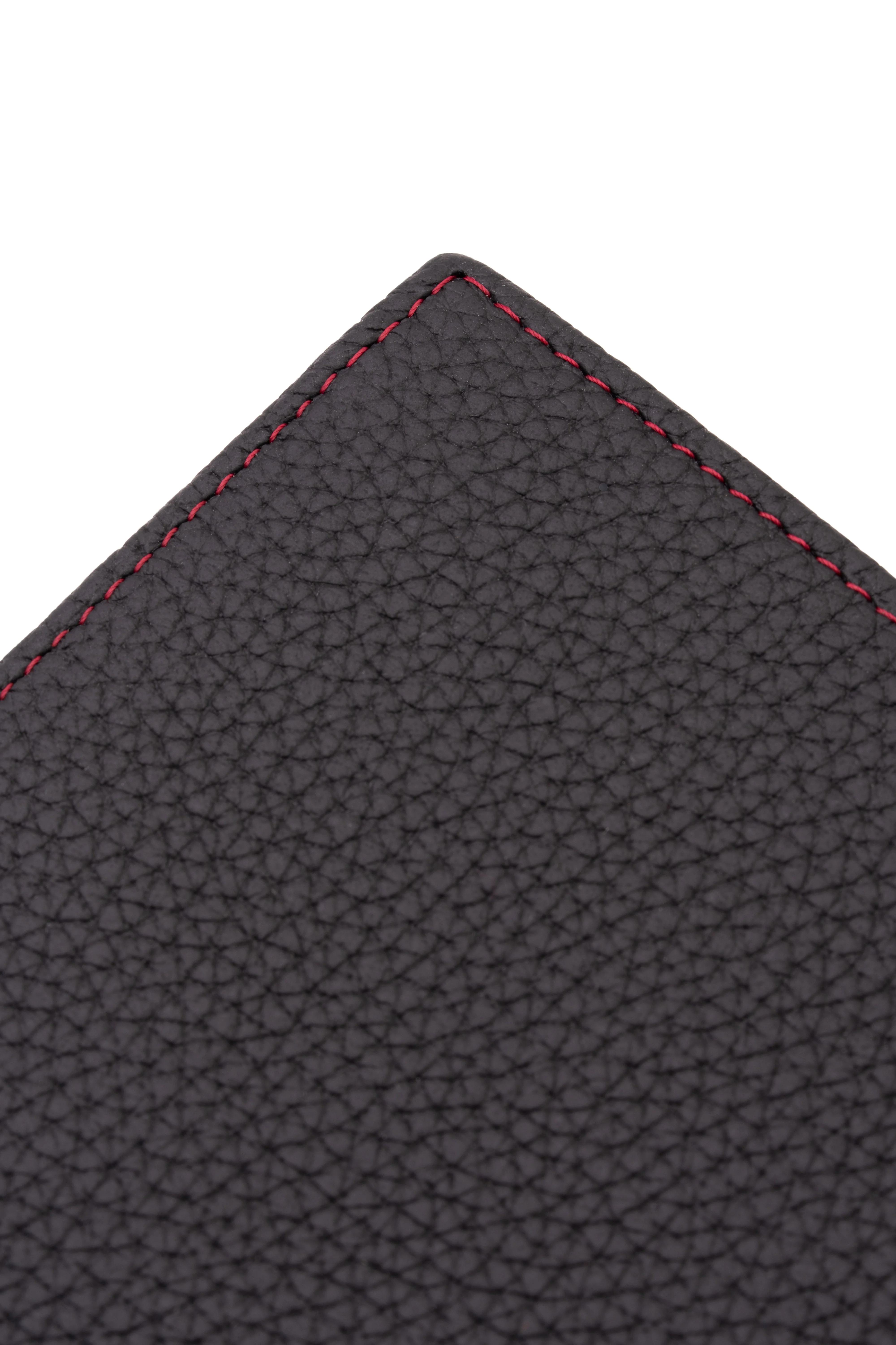 Classic 10 Card Bifold Black & Red Grained Leather Wallet - Image 11