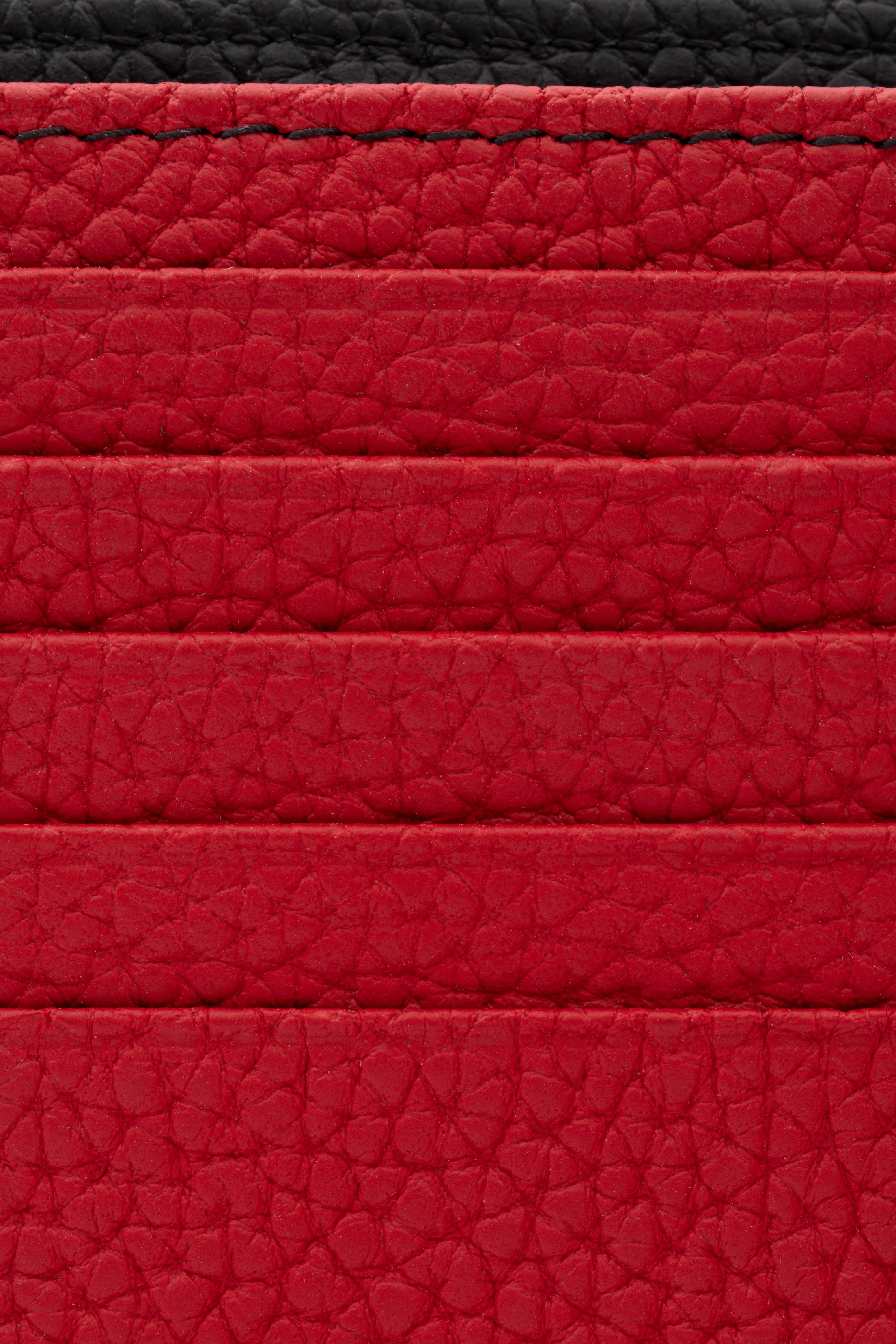 Classic 10 Card Bifold Black & Red Grained Leather Wallet - Image 13