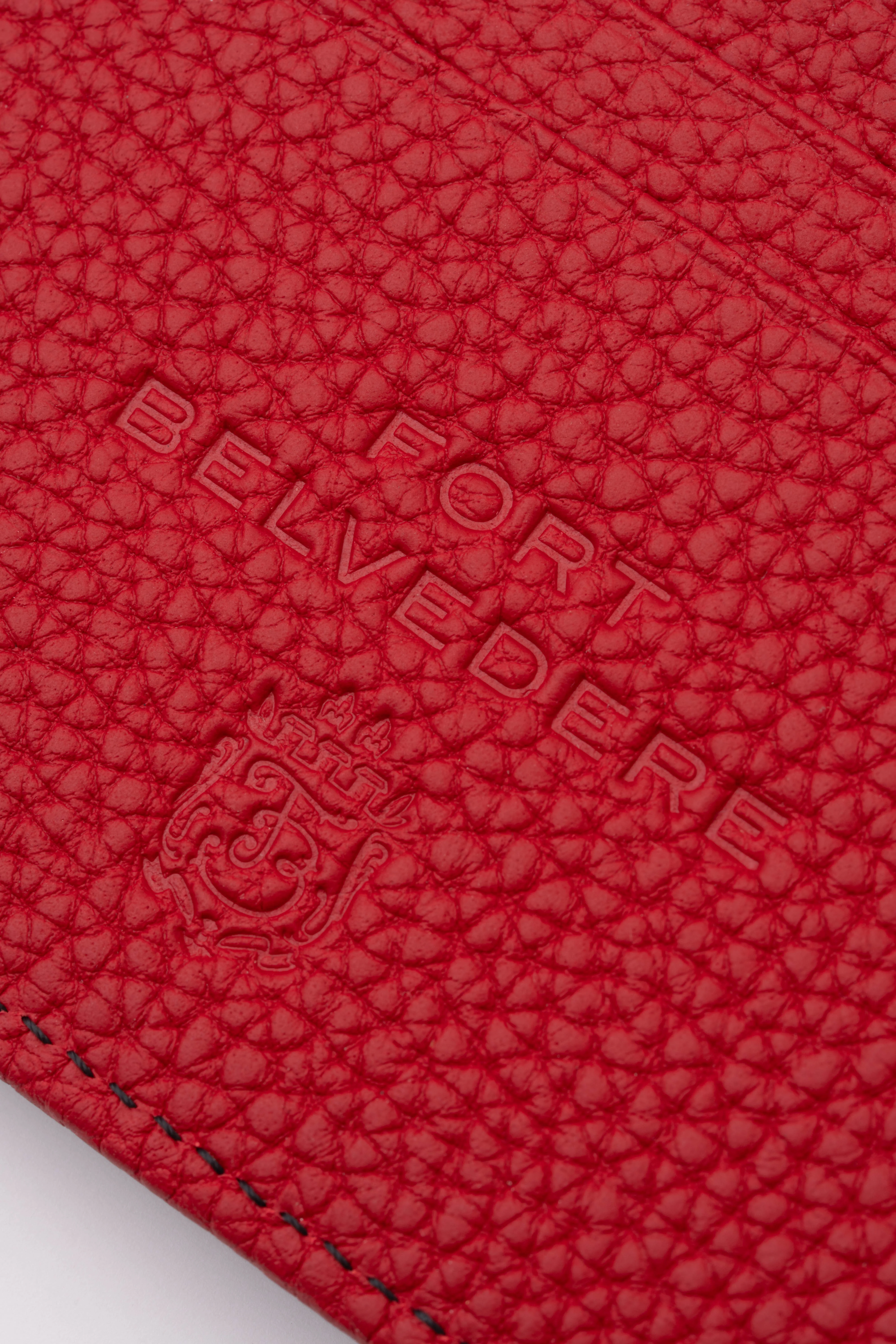 Classic 10 Card Bifold Black & Red Grained Leather Wallet - Image 14