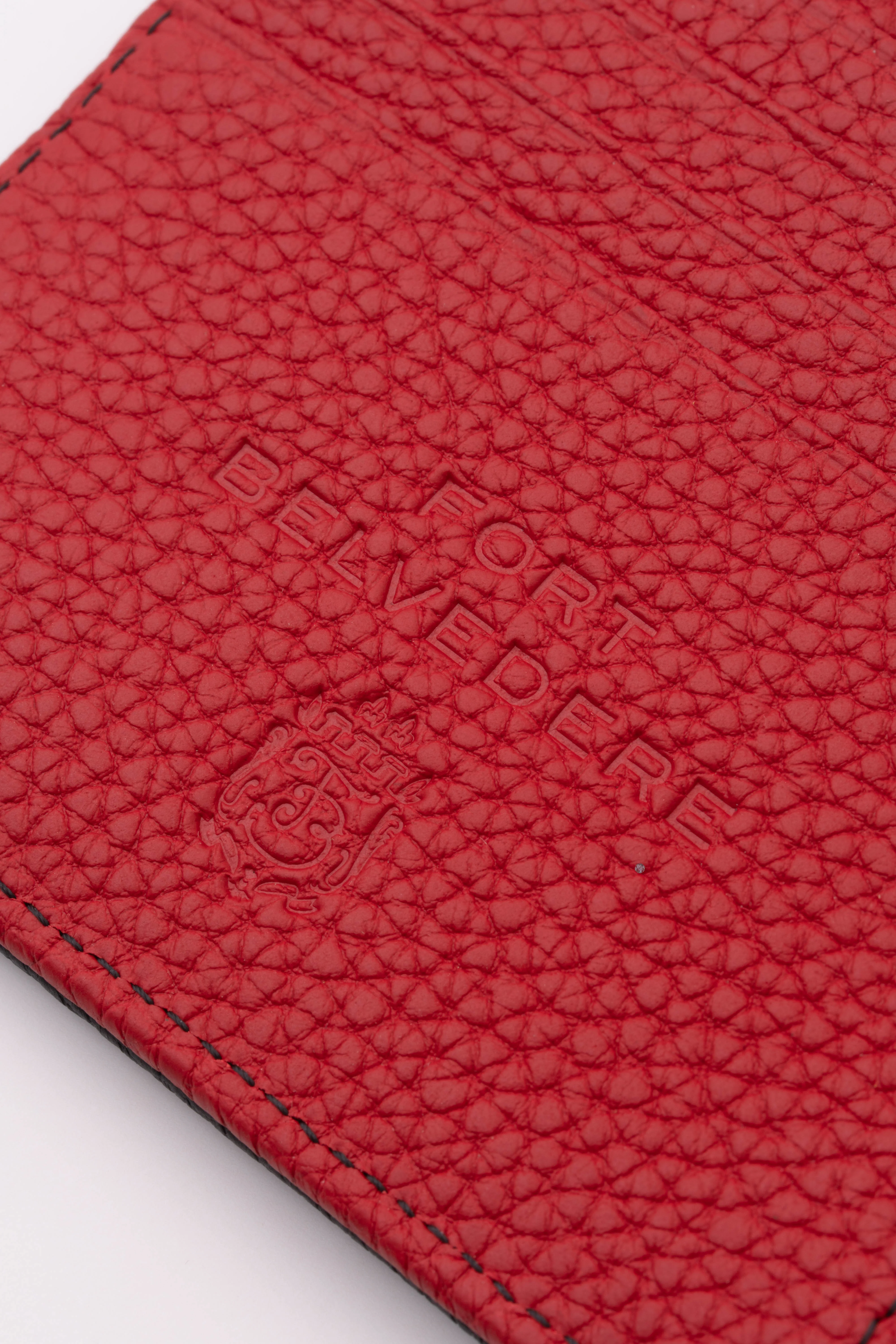 Classic 10 Card Bifold Black & Red Grained Leather Wallet - Image 26