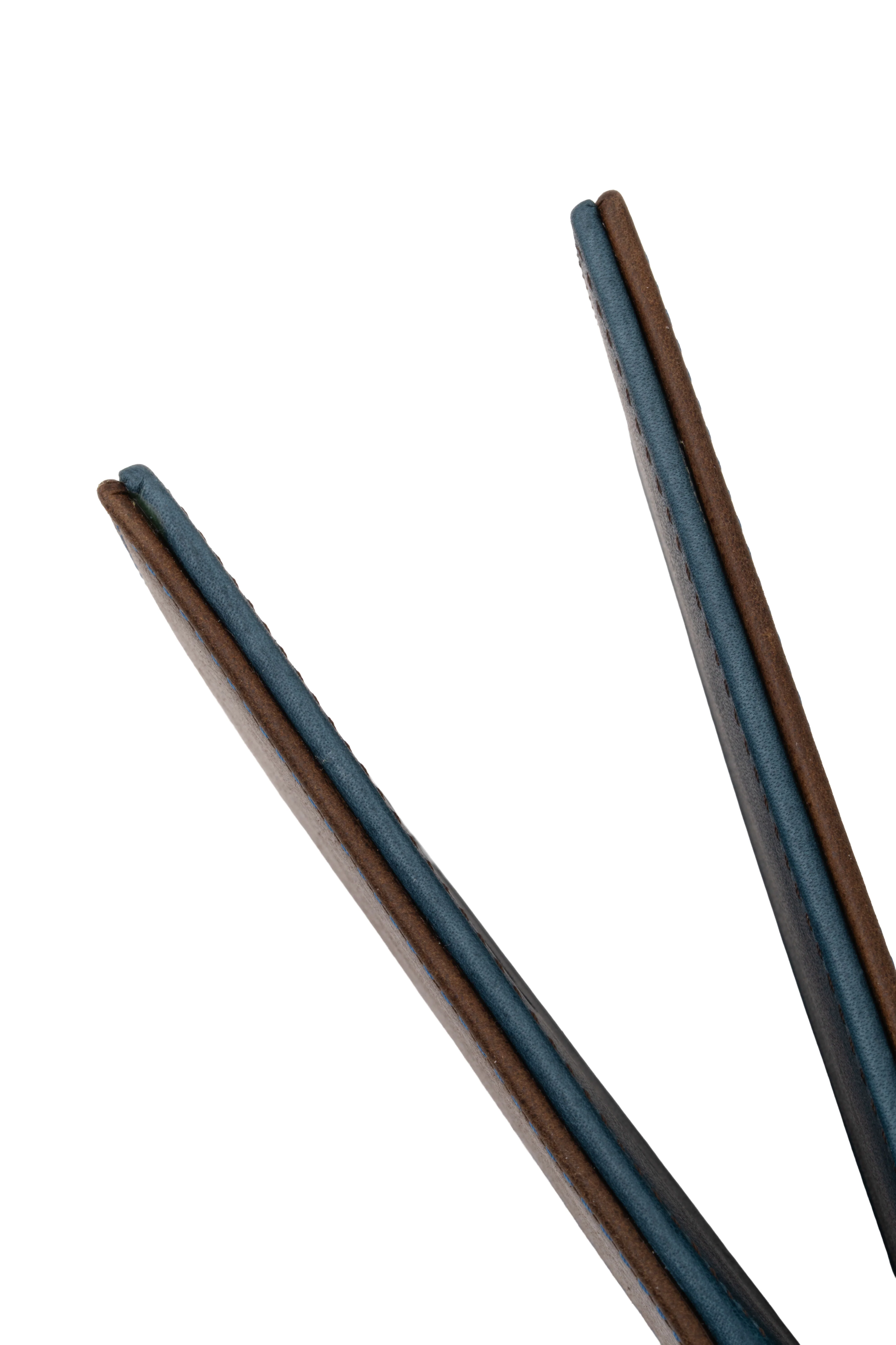 Classic 10 Card Bifold Mahogany & Blue Two Tone Leather Wallet - Image 12