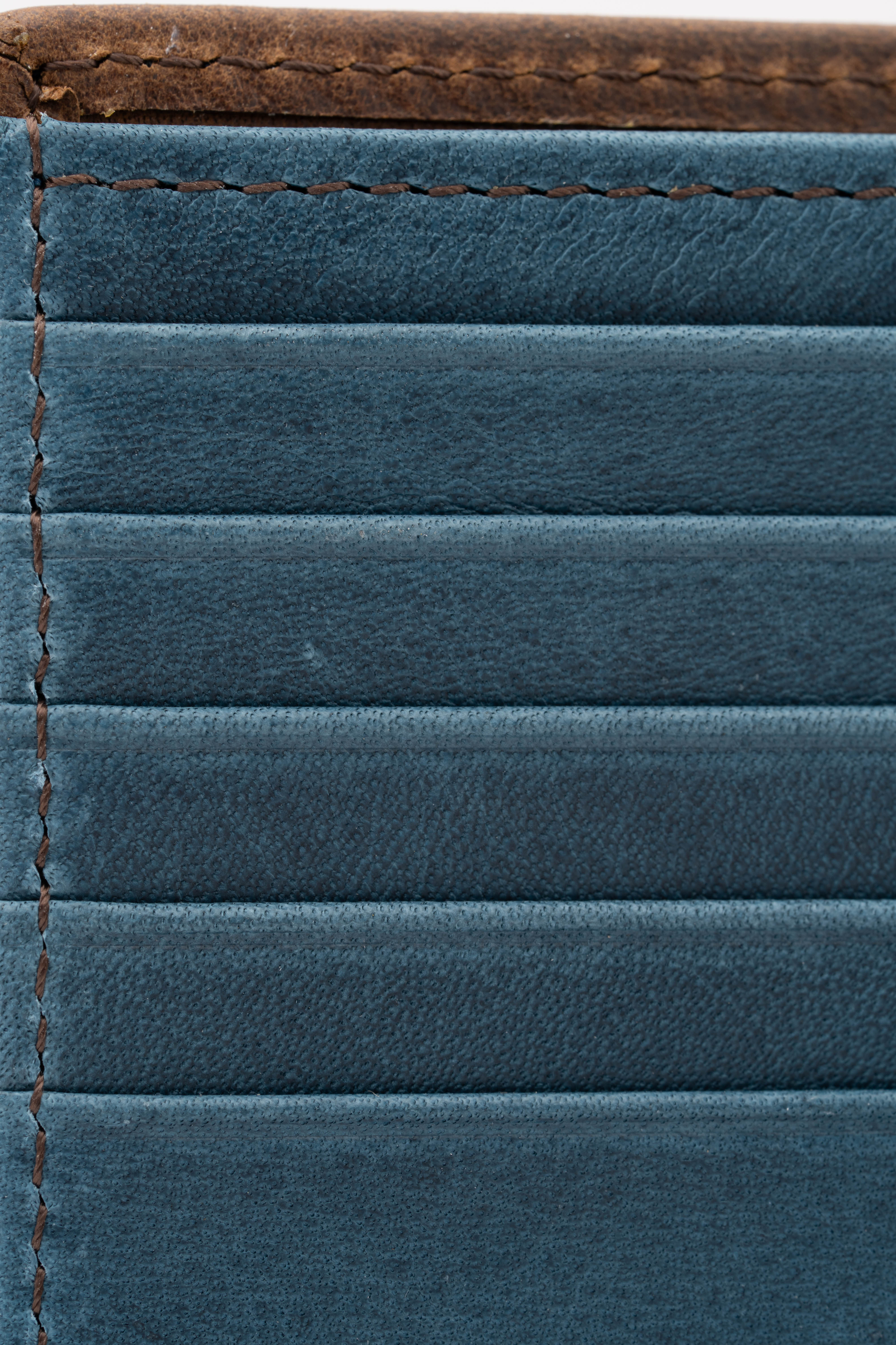 Classic 10 Card Bifold Mahogany & Blue Two Tone Leather Wallet - Image 13