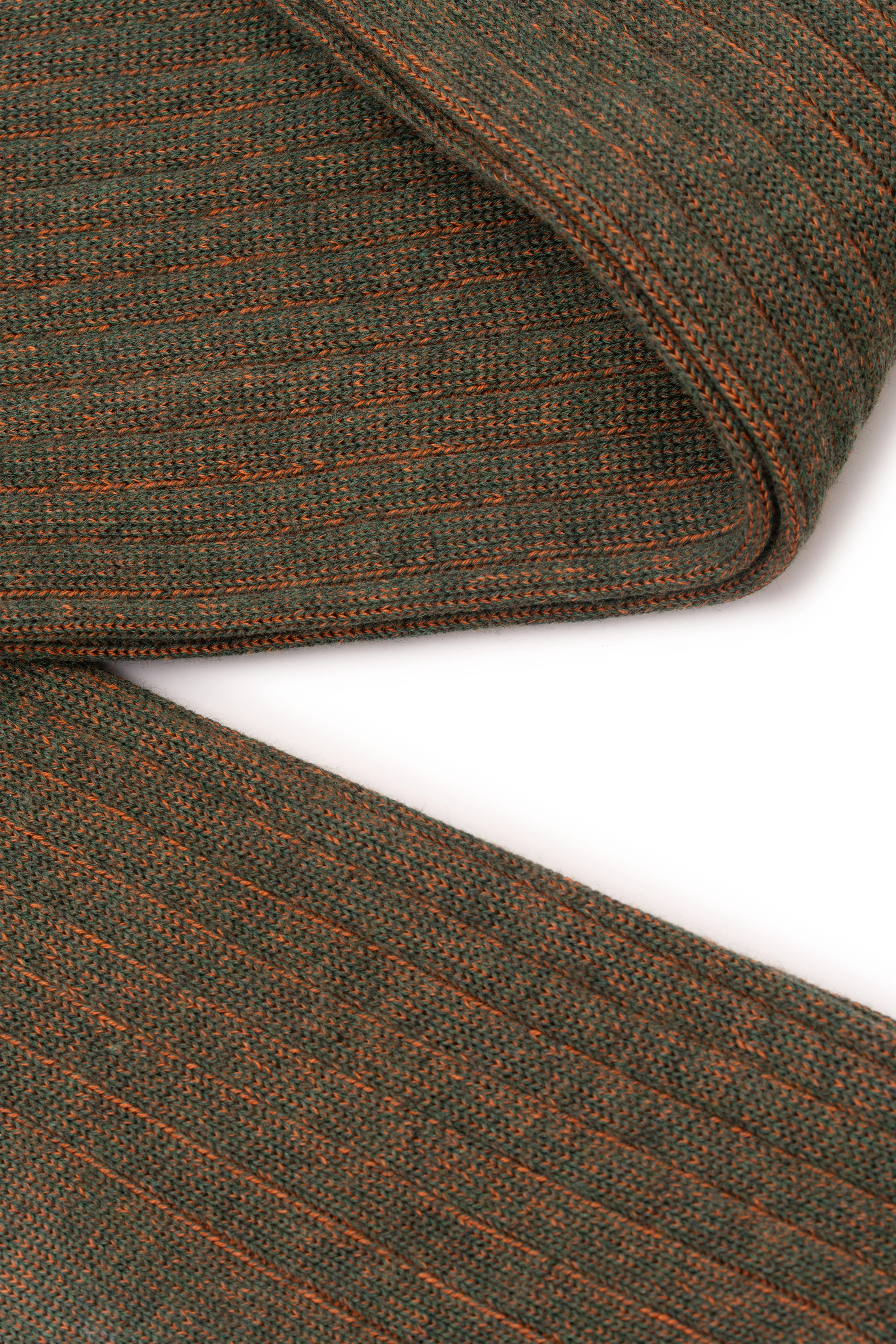 Dark Green & Orange Shadow Stripe Midweight Cotton Socks - Image 7