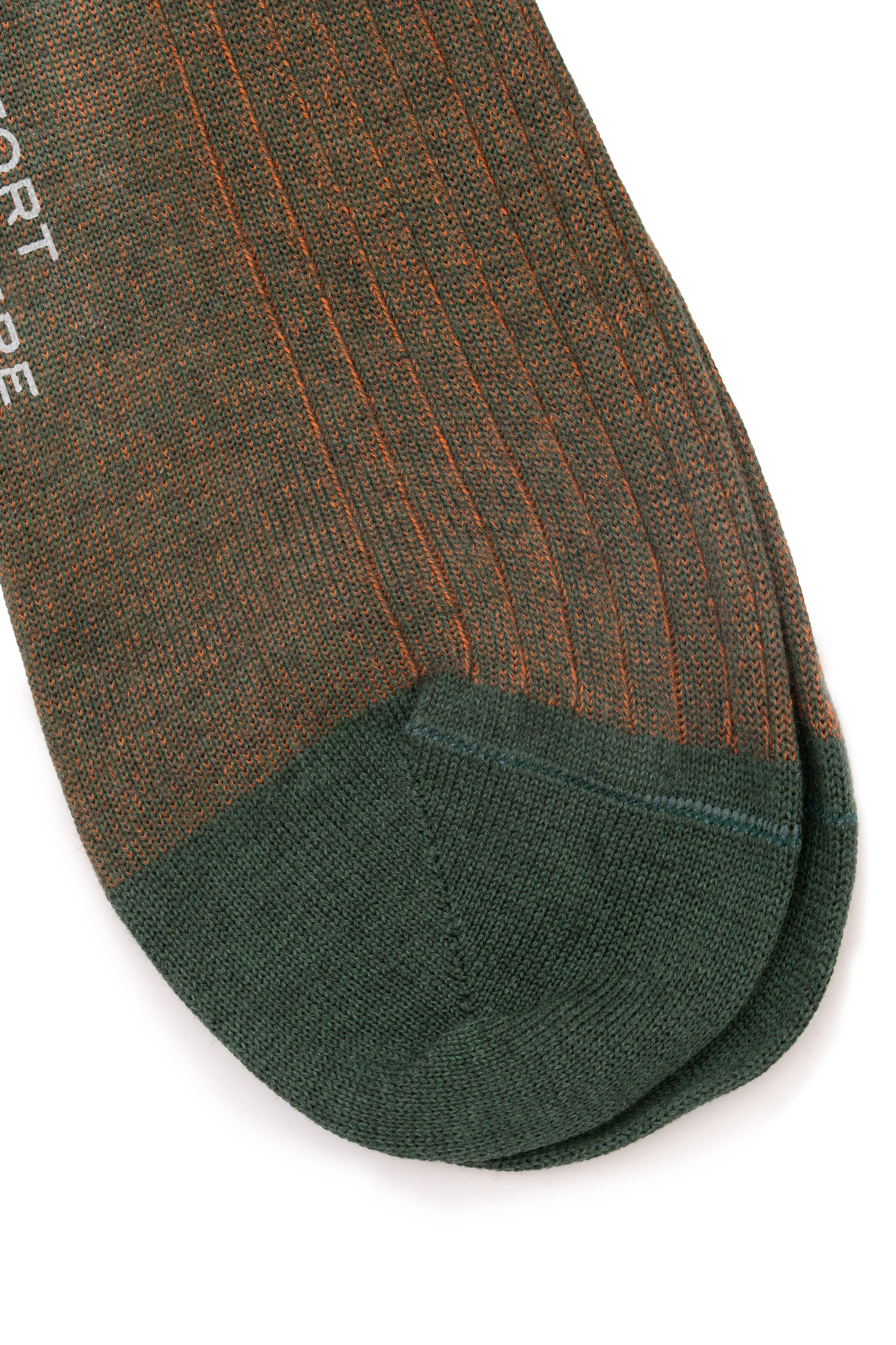 Dark Green & Orange Shadow Stripe Midweight Cotton Socks - Image 8