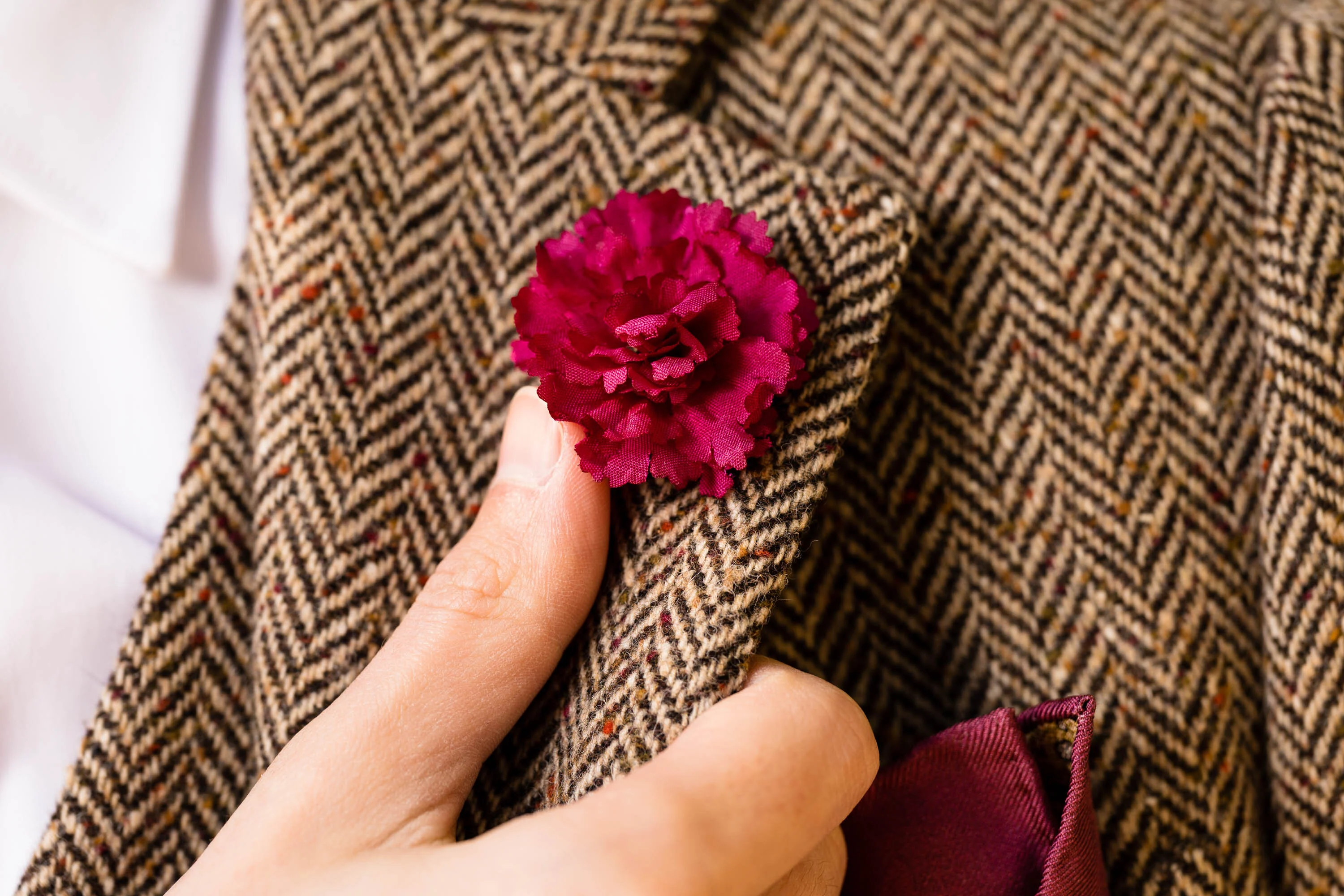Life-Sized Dark Red Carnation Boutonnière Flower - Image 14