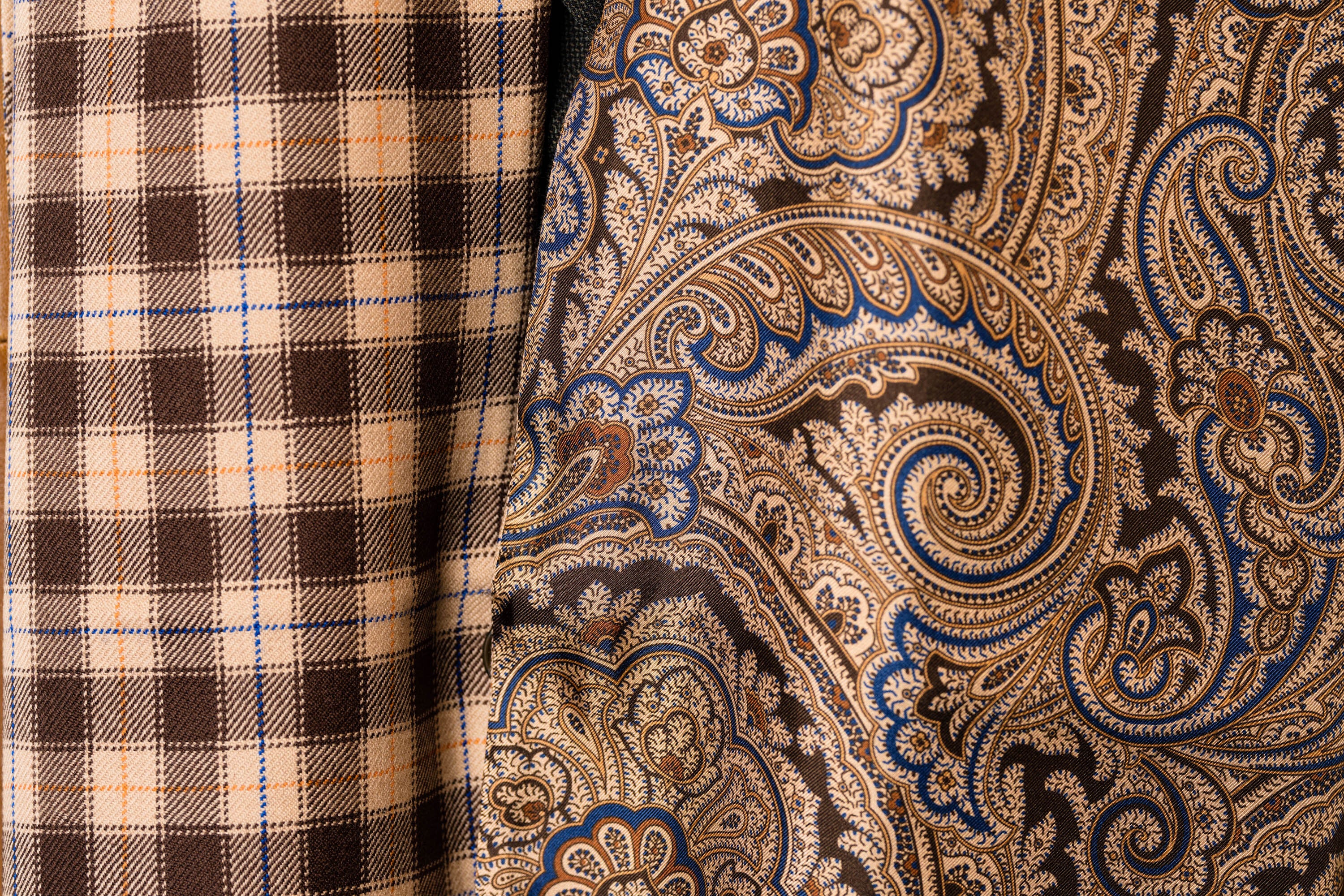 Brown Paisley & Plaid Double Sided Scarf - Image 6