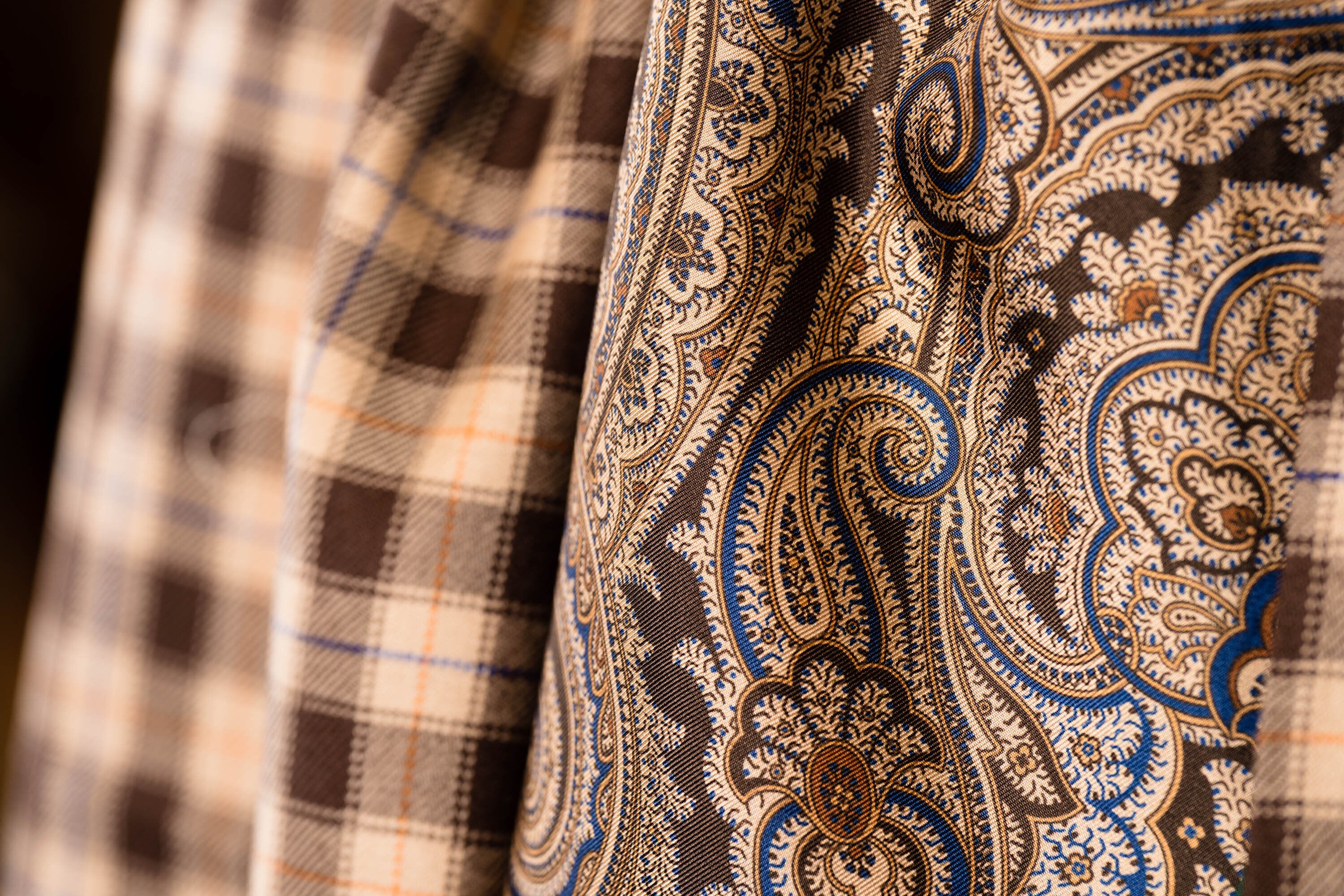 Brown Paisley & Plaid Double Sided Scarf - Image 8