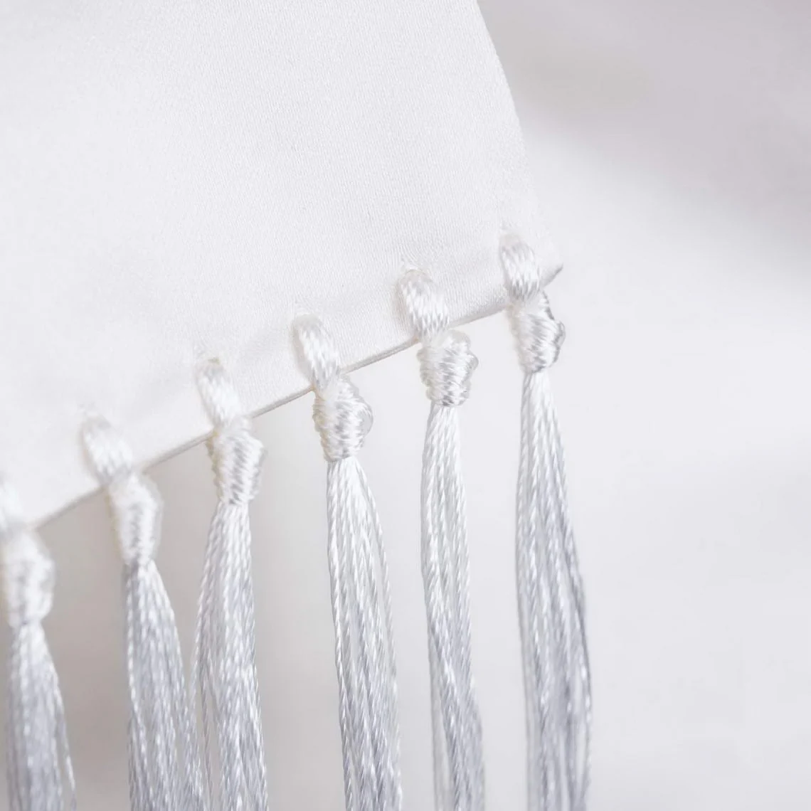 Evening Scarf in White Silk Satin - Image 3