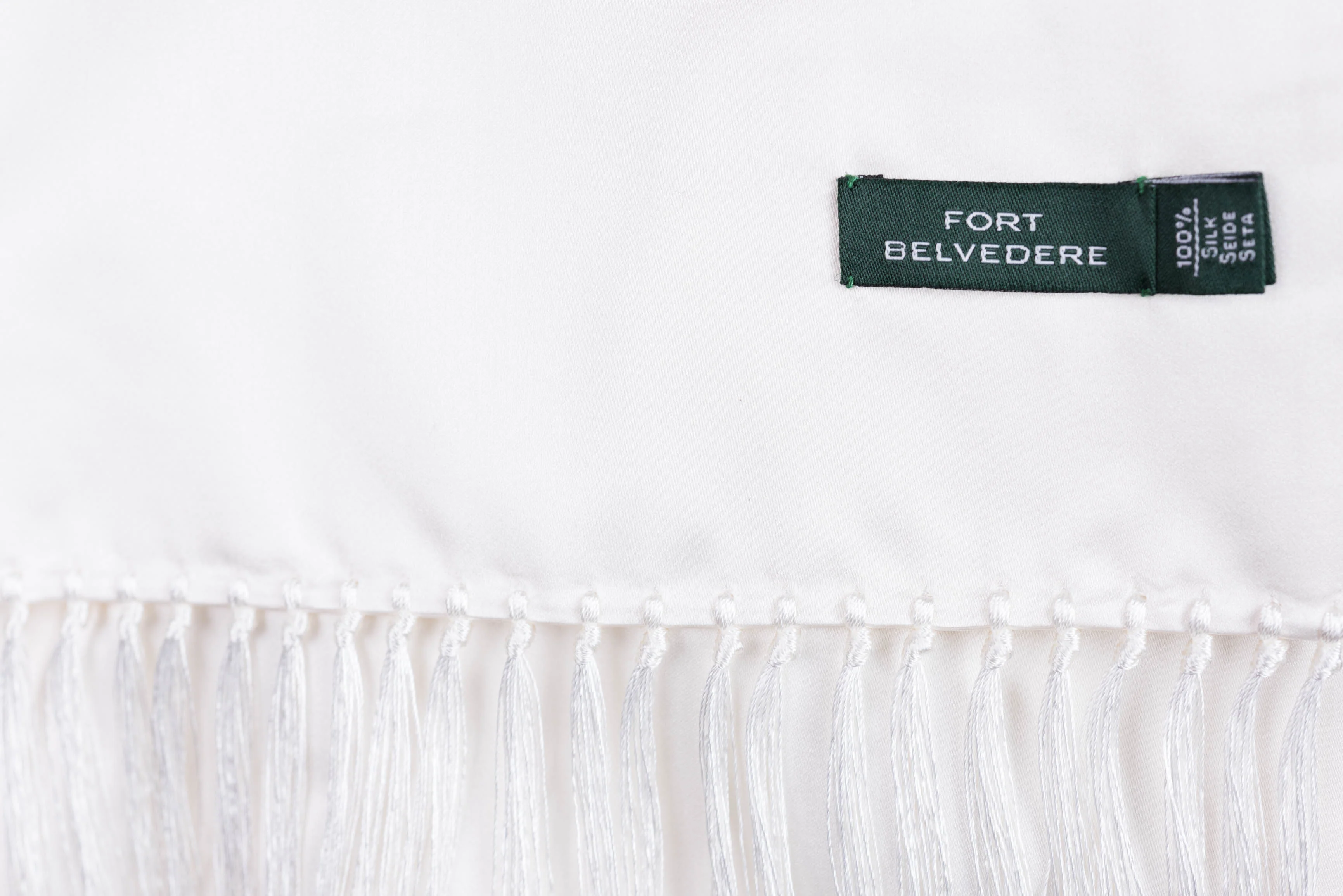 Evening Scarf in White Silk Satin - Image 4