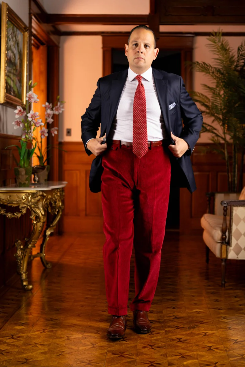 Garnet Red Stancliffe Corduroy Trousers - Image 5