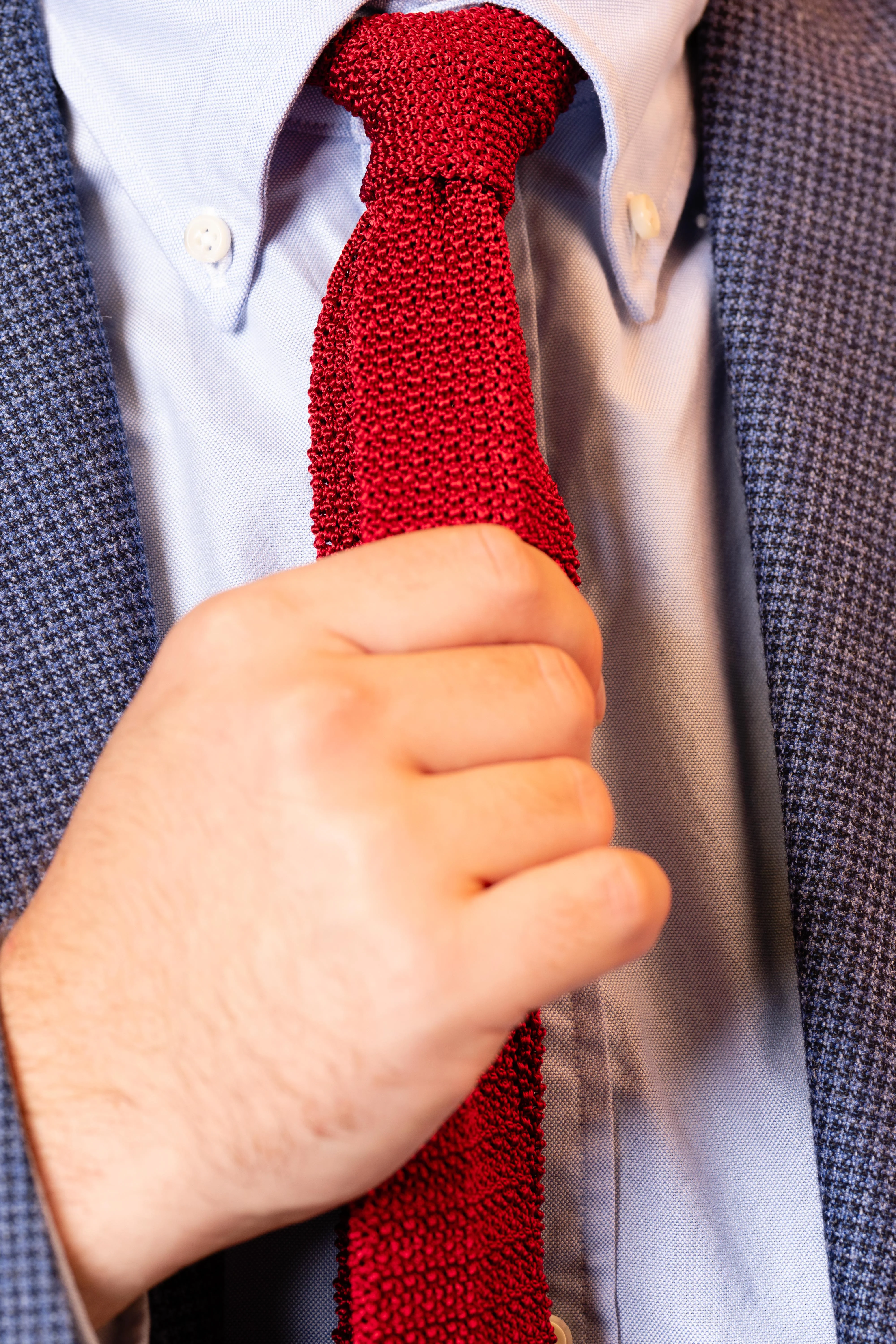 Red Silk Knit Tie - Image 3