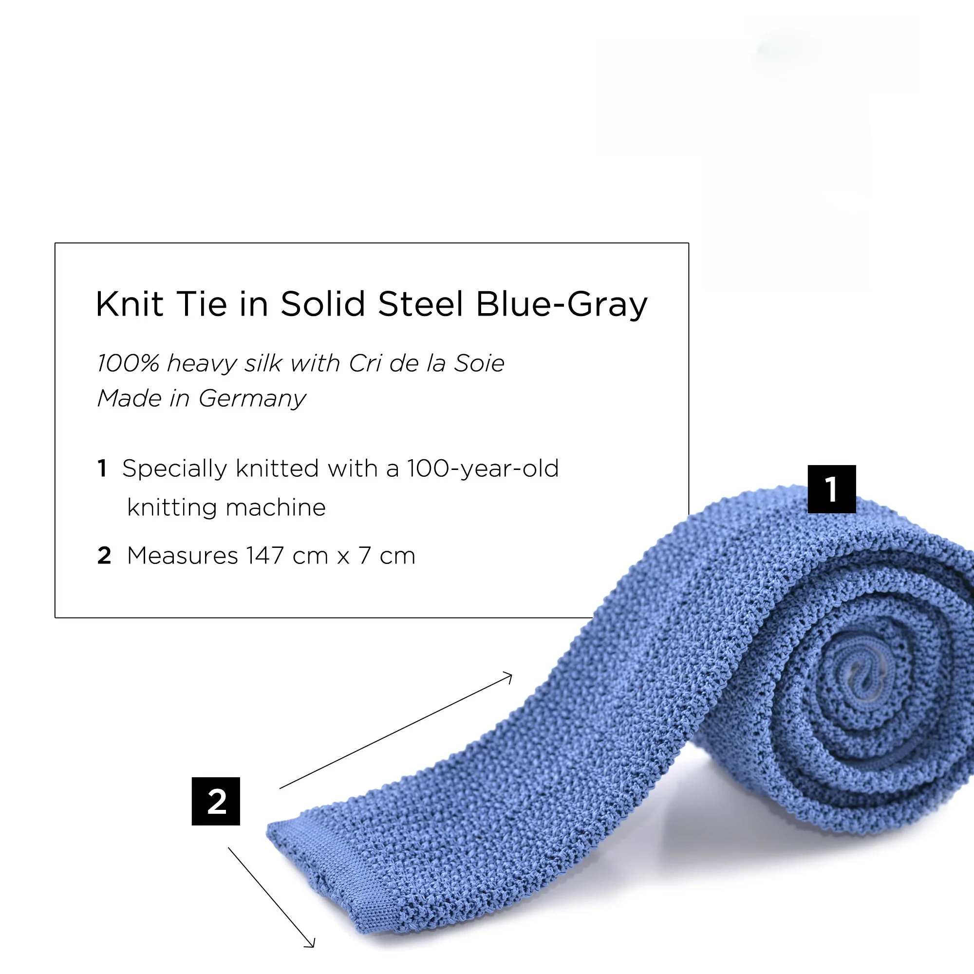 Steel Blue Silk Knit Tie - Image 7