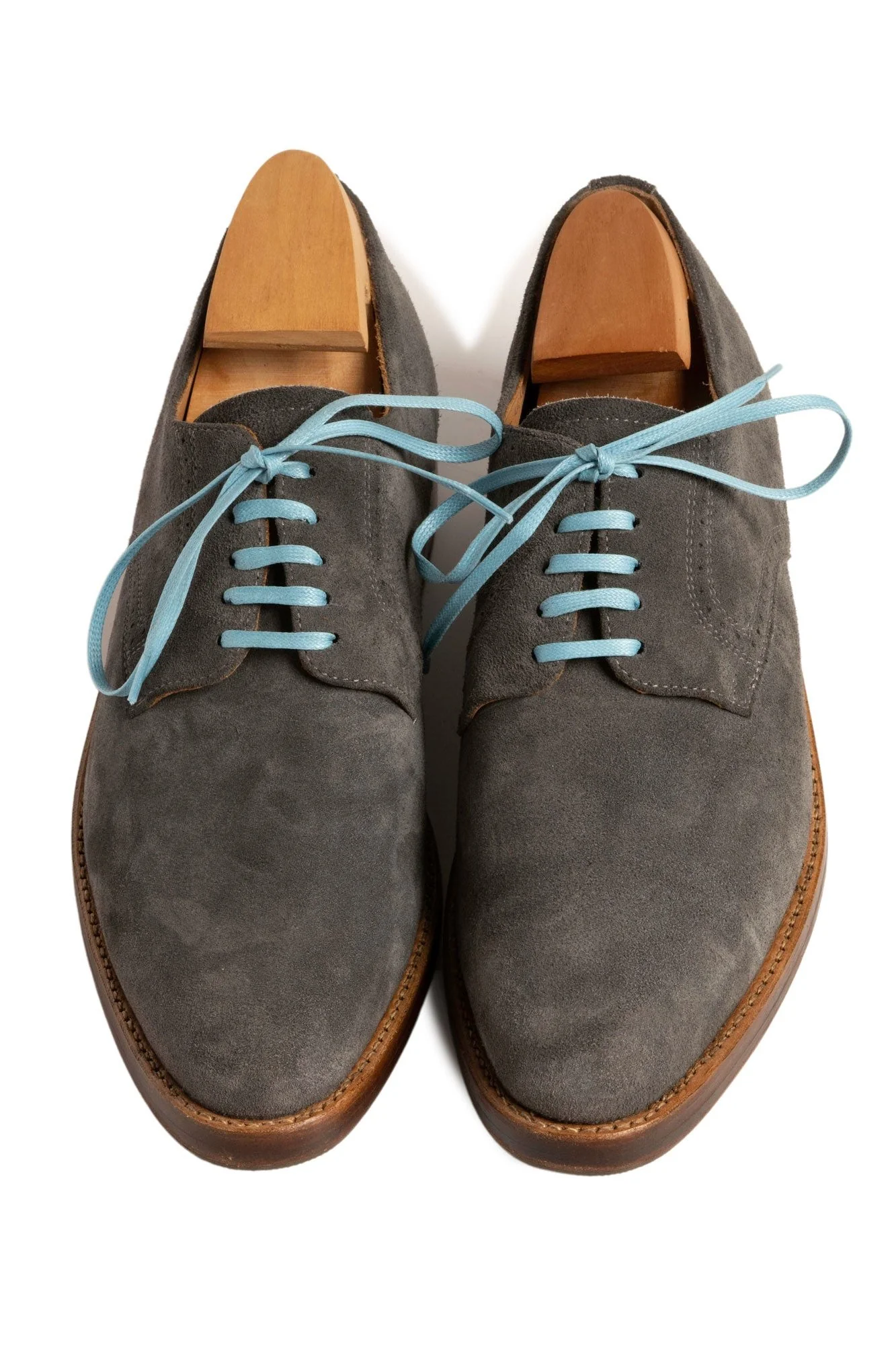 Round Light Blue Waxed Cotton Bootlaces - Image 11