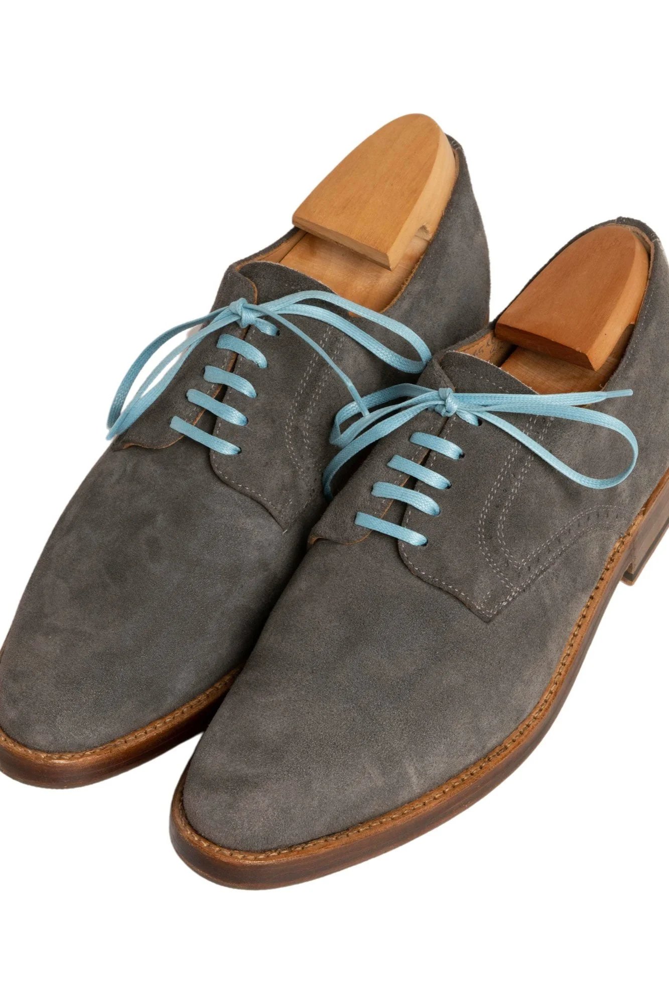 Round Light Blue Waxed Cotton Bootlaces - Image 12