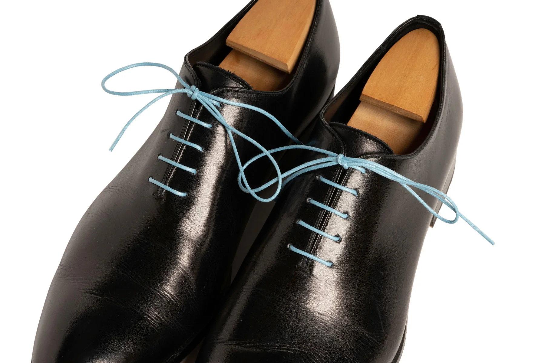 Round Light Blue Waxed Cotton Bootlaces - Image 17