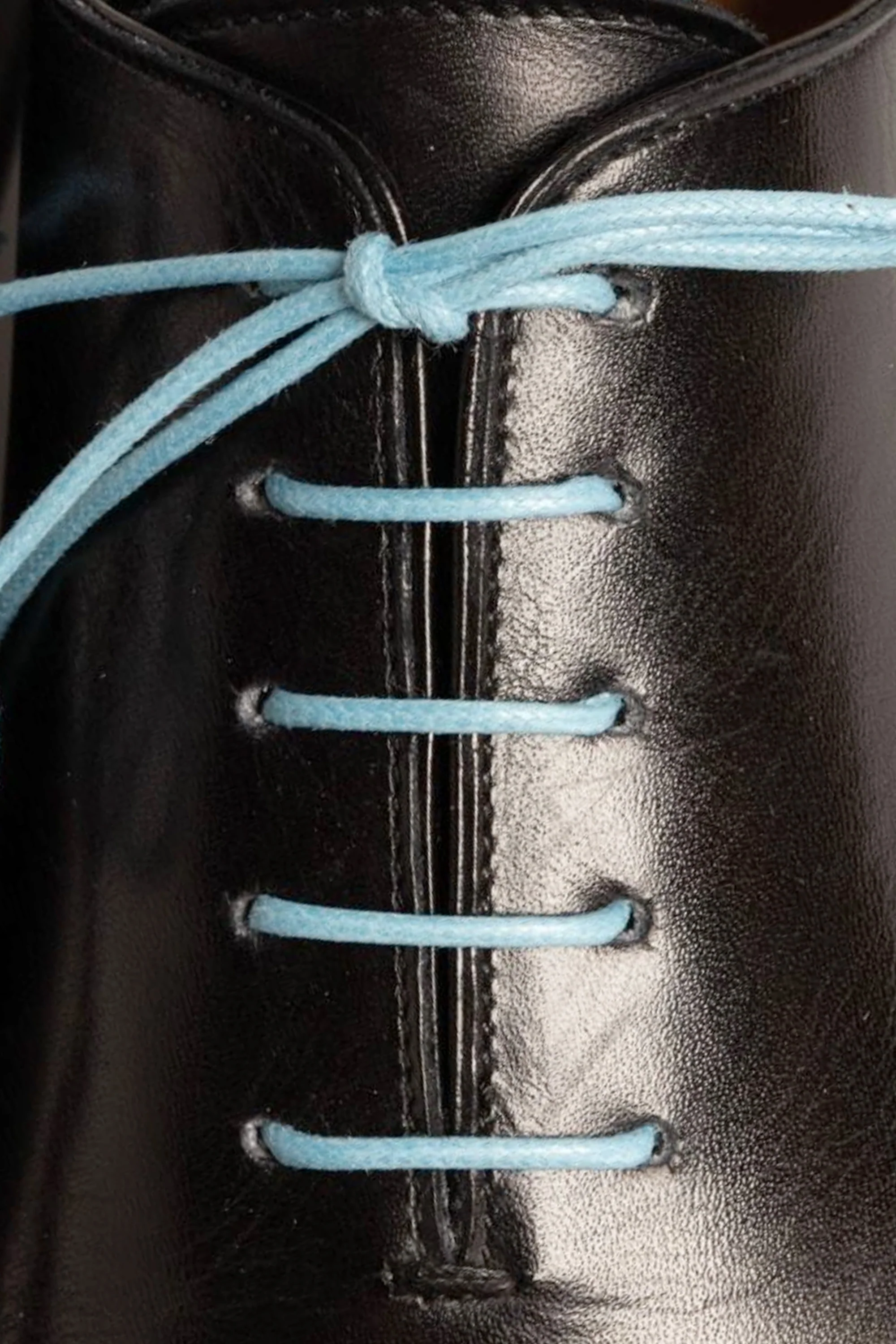 Round Light Blue Waxed Cotton Bootlaces - Image 3