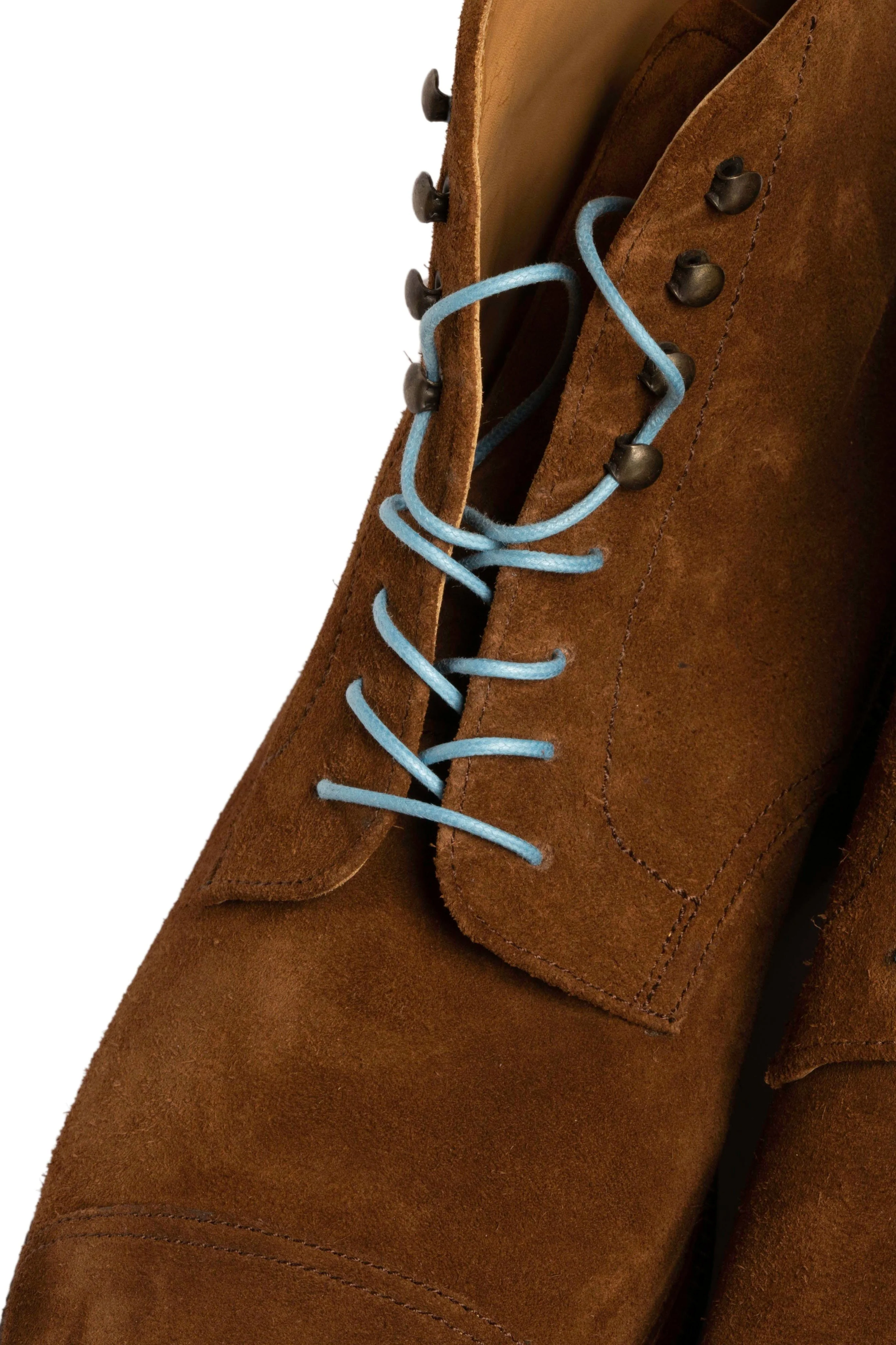 Round Light Blue Waxed Cotton Bootlaces - Image 5