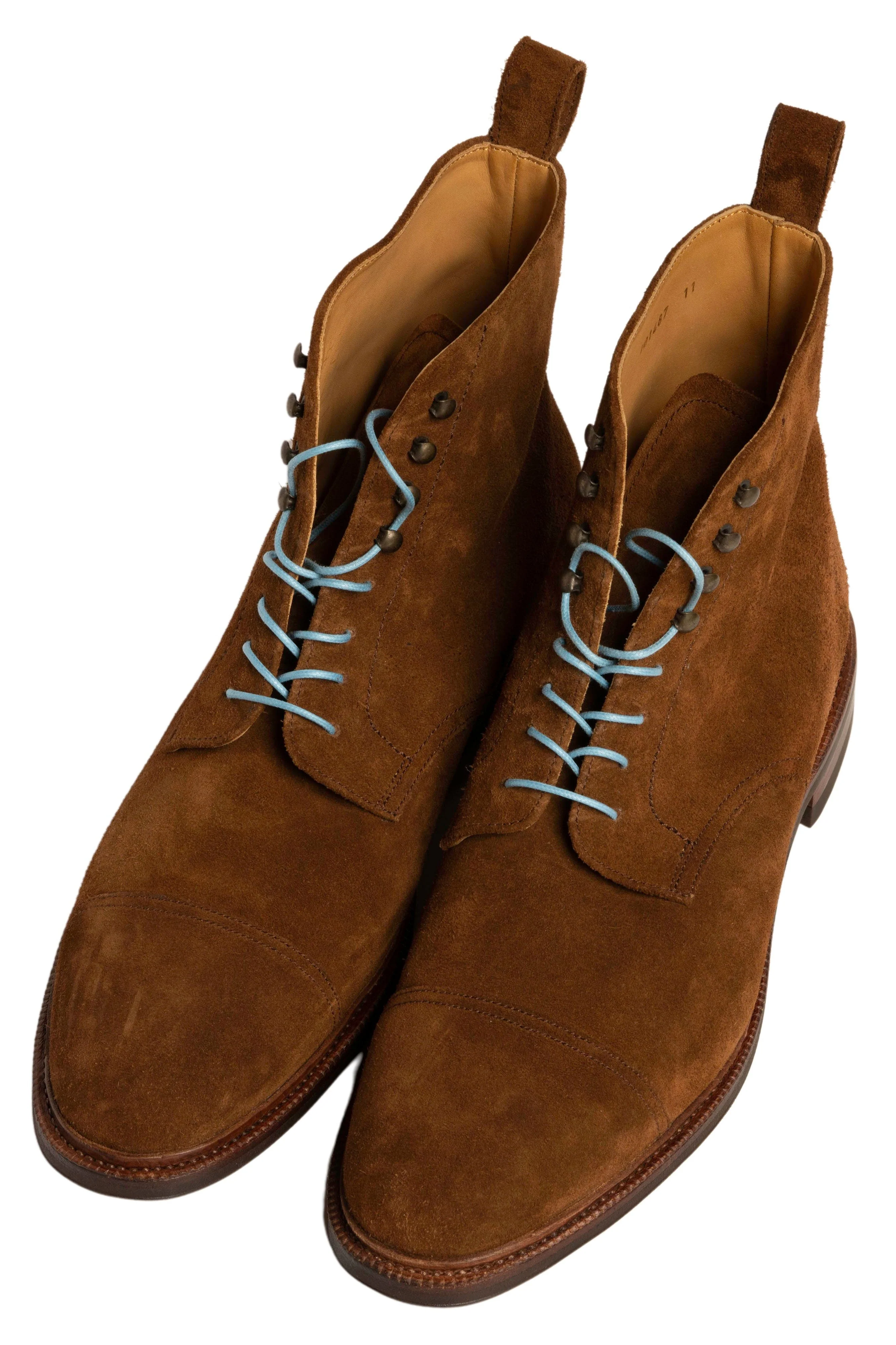 Round Light Blue Waxed Cotton Bootlaces - Image 6