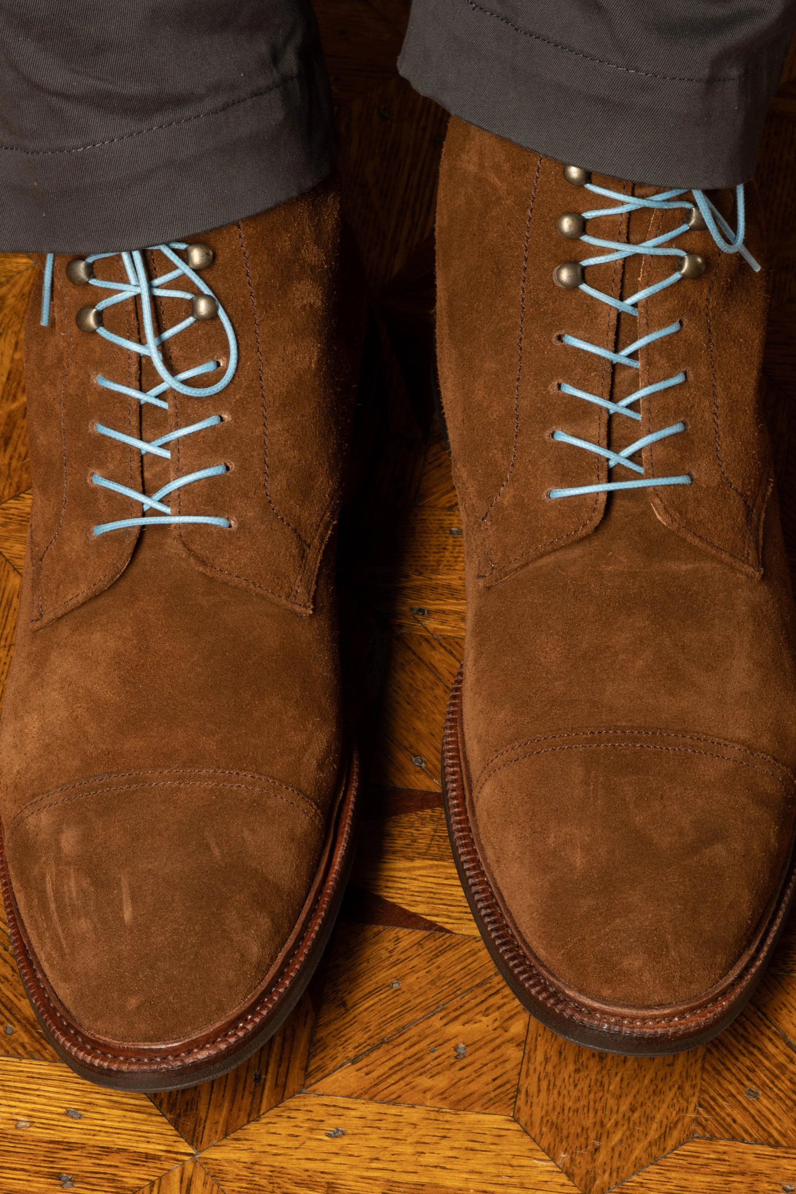 Round Light Blue Waxed Cotton Bootlaces - Image 7