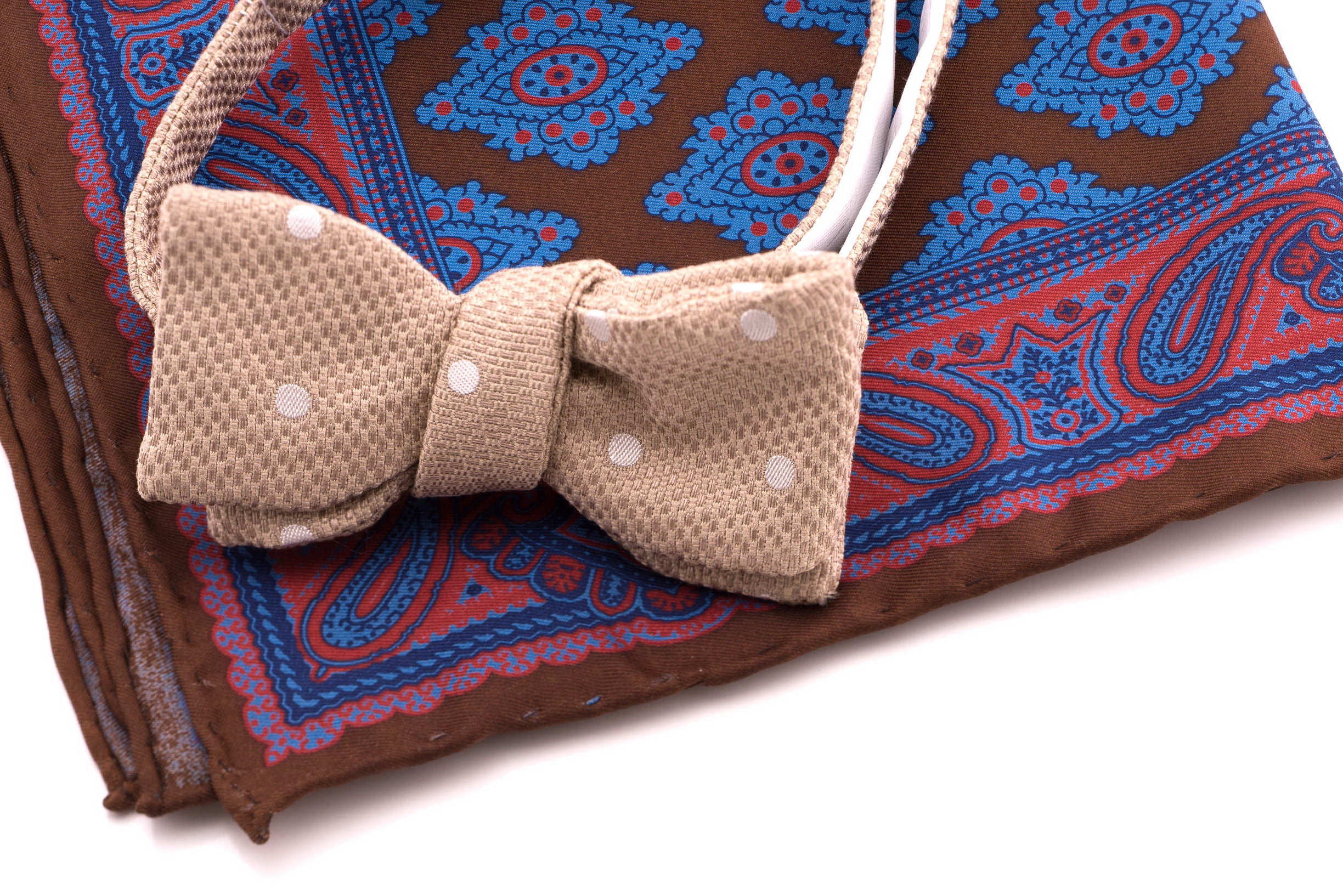 Brown Diamond & Paisley Madder Silk Pocket Square - Image 4